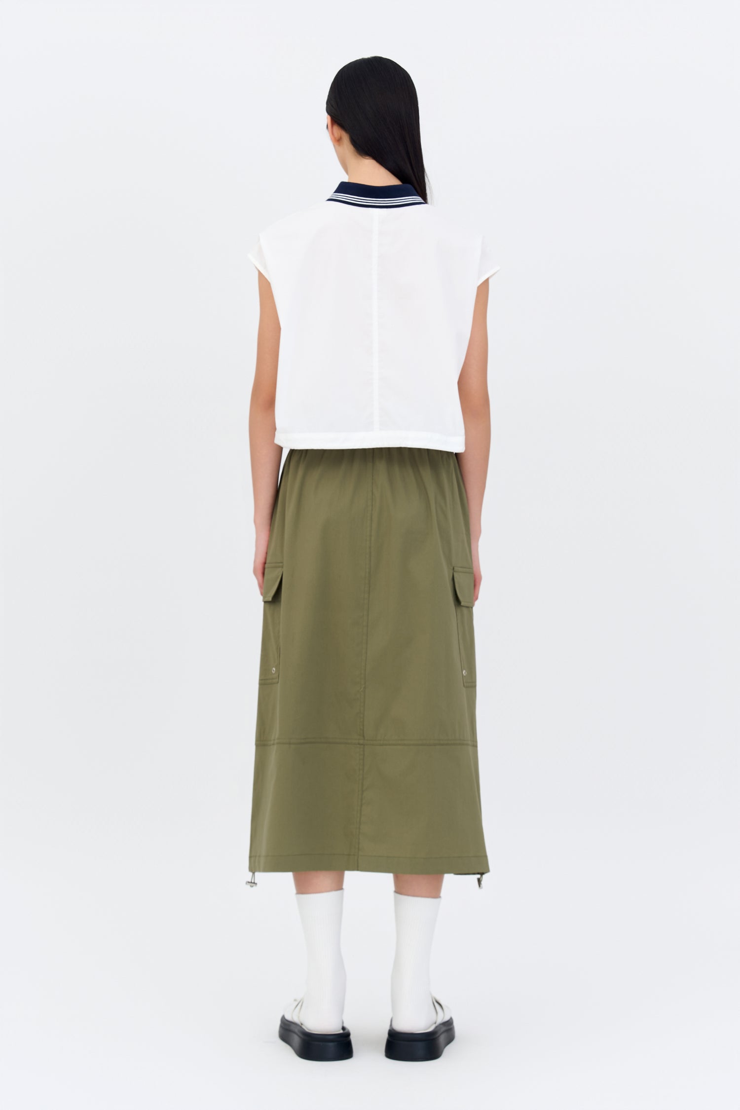 Contrast Collar Blouse - Cream