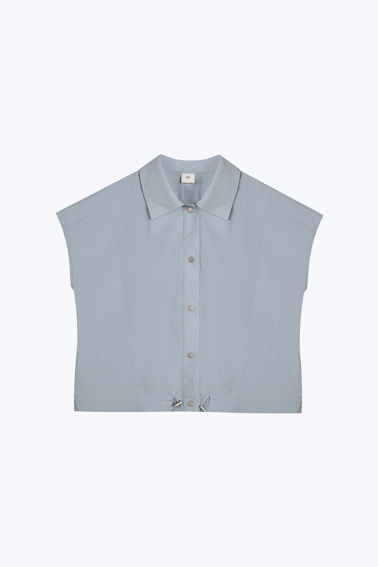 Drawcord Hem Blouse - Dusty Blue