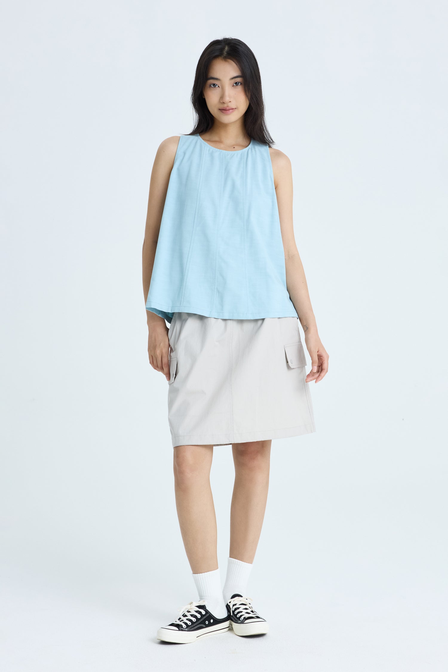 Sleeveless Panel Blouse - Sky Blue