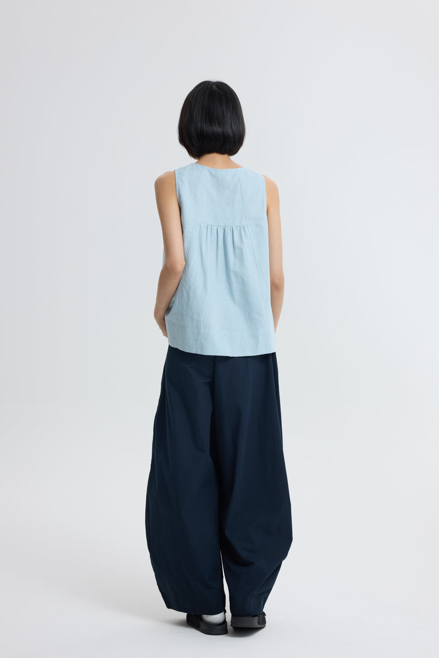 V-Neck Sleeveless Blouse - Dusty Blue