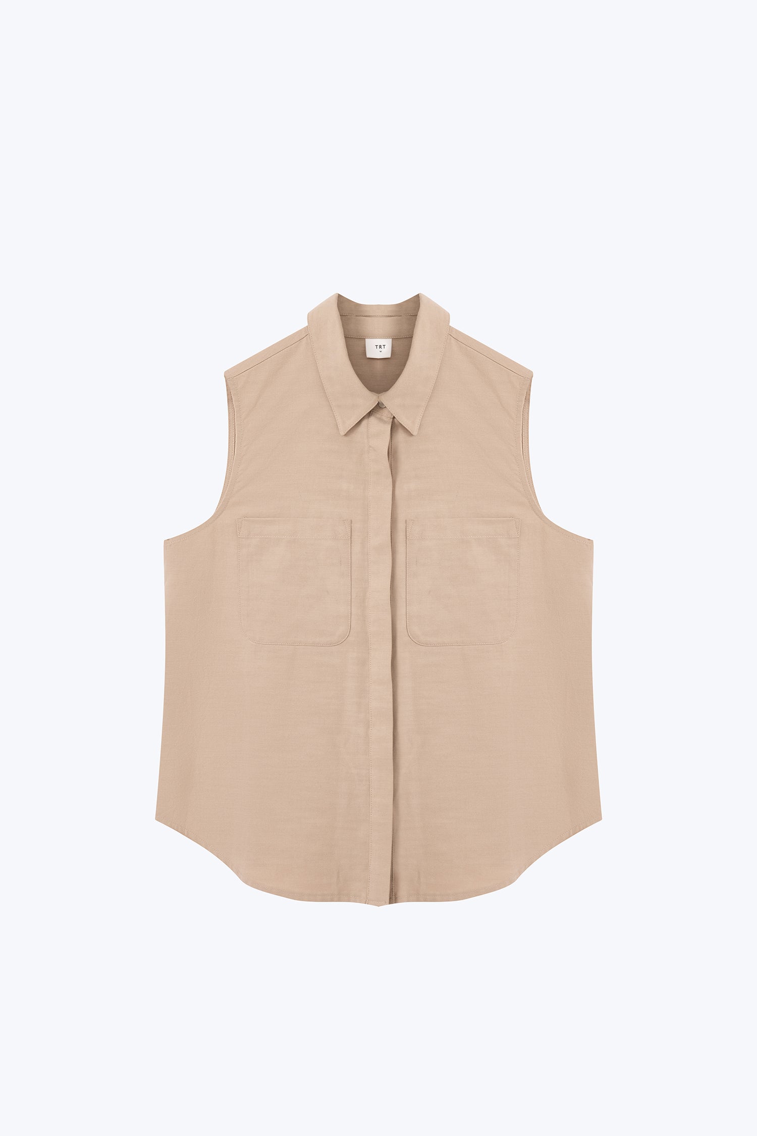 Patch Pocket Sleeveless Blouse - Khaki