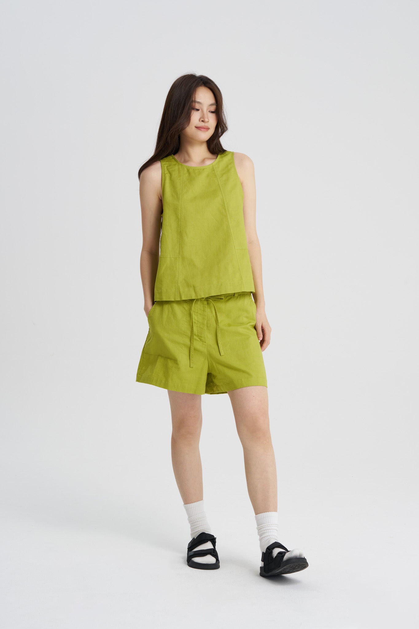 Sleeveless Panelled Blouse - Cream