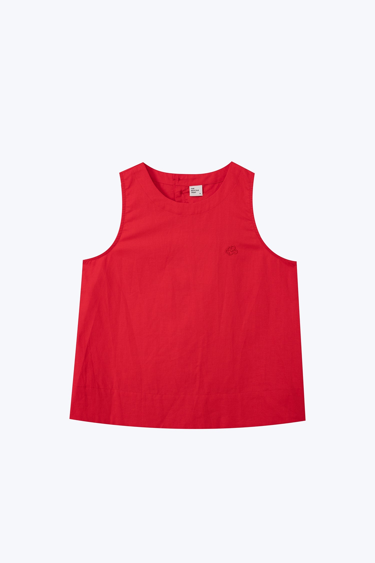 Snap Button Sleeveless Blouse - Red