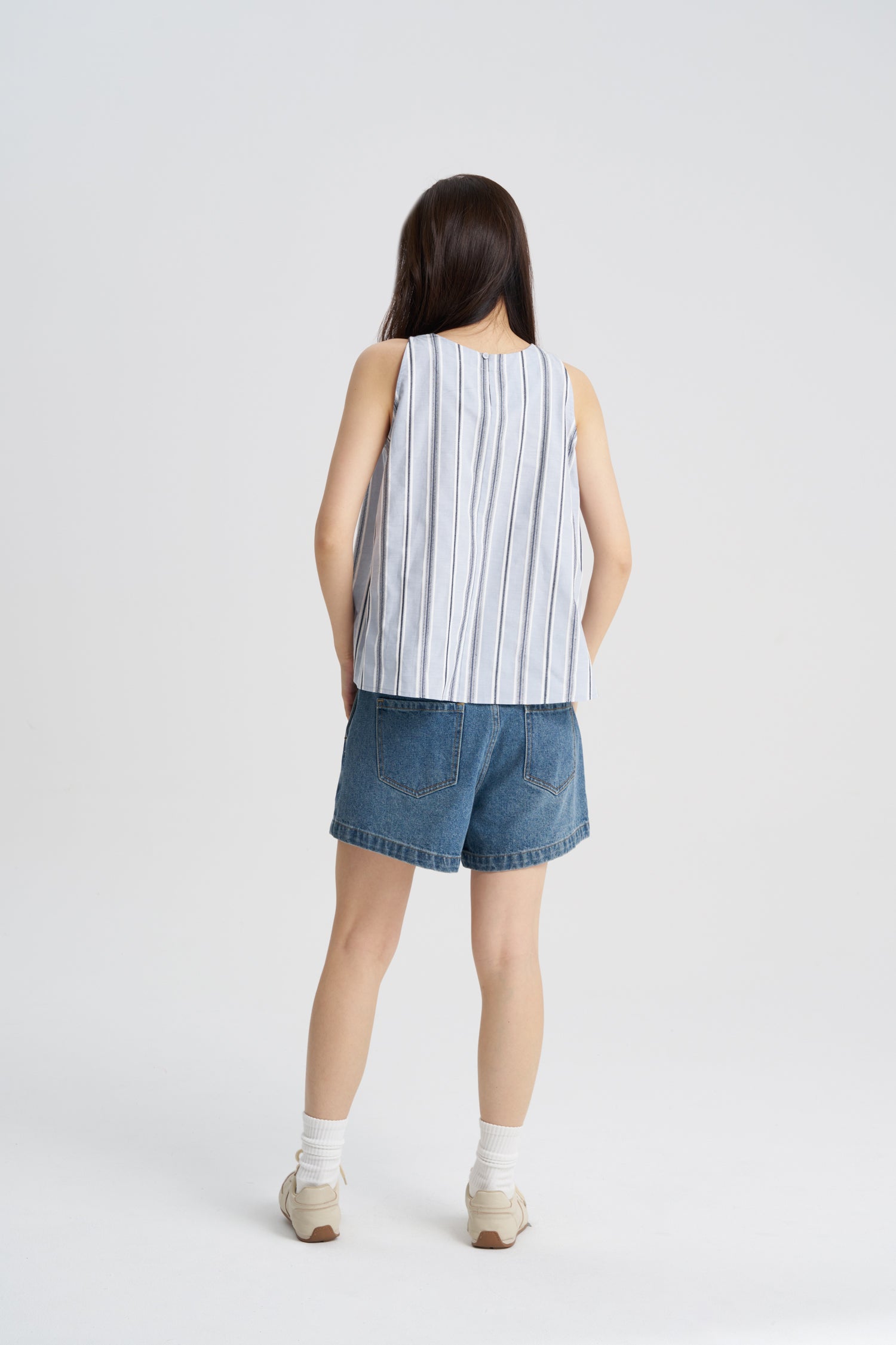 Striped Sleeveless Blouse - Stripes Blue