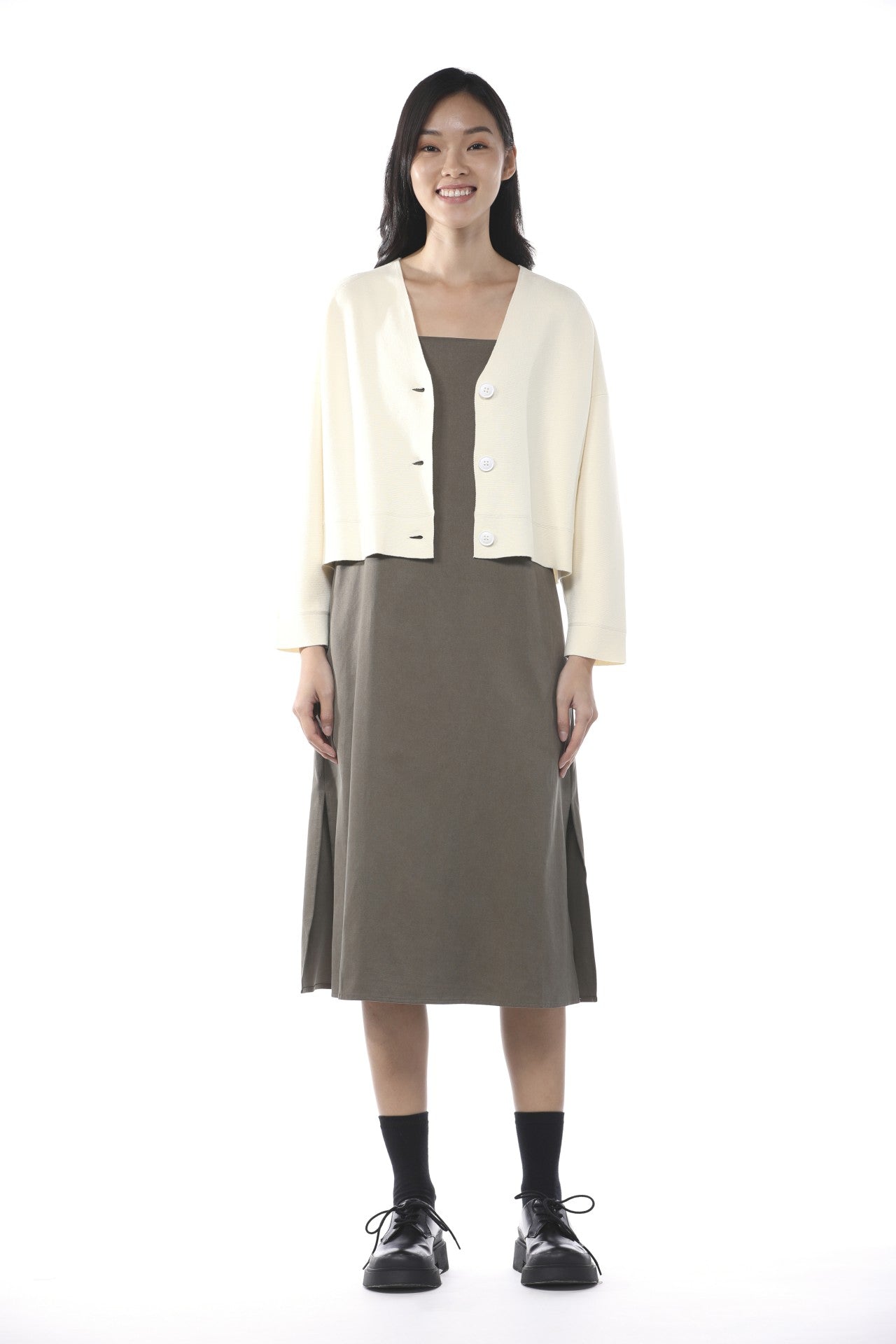 Knitted Long Sleeve Cardigan - Cream