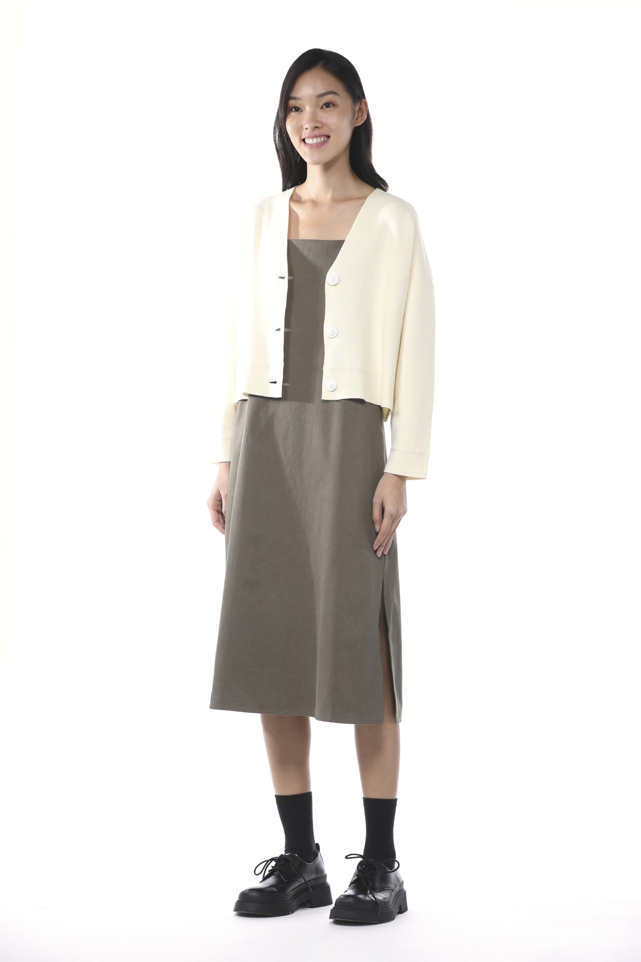 Knitted Long Sleeve Cardigan - Cream