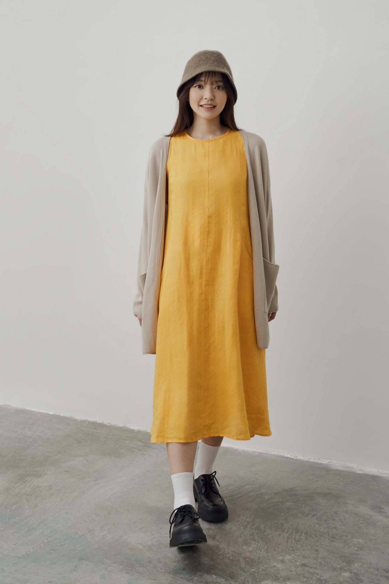 Relaxed Open Front Cardigan - Sand