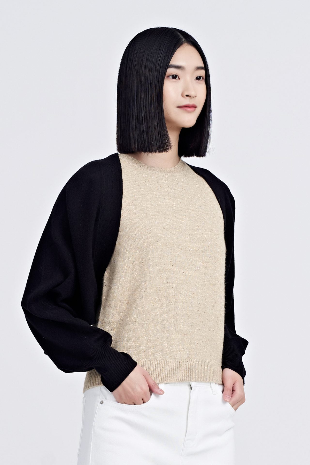 Knitted Bolero Cardigan - Black
