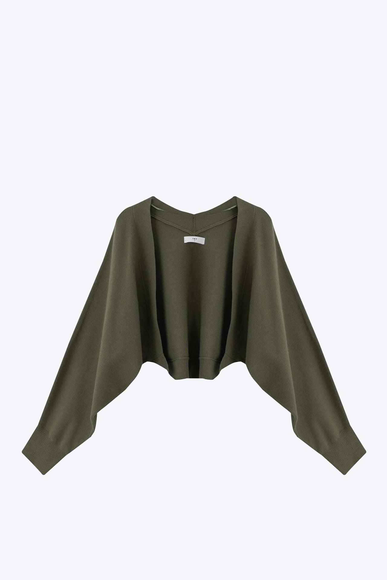 Knitted Bolero Cardigan - Khaki Green