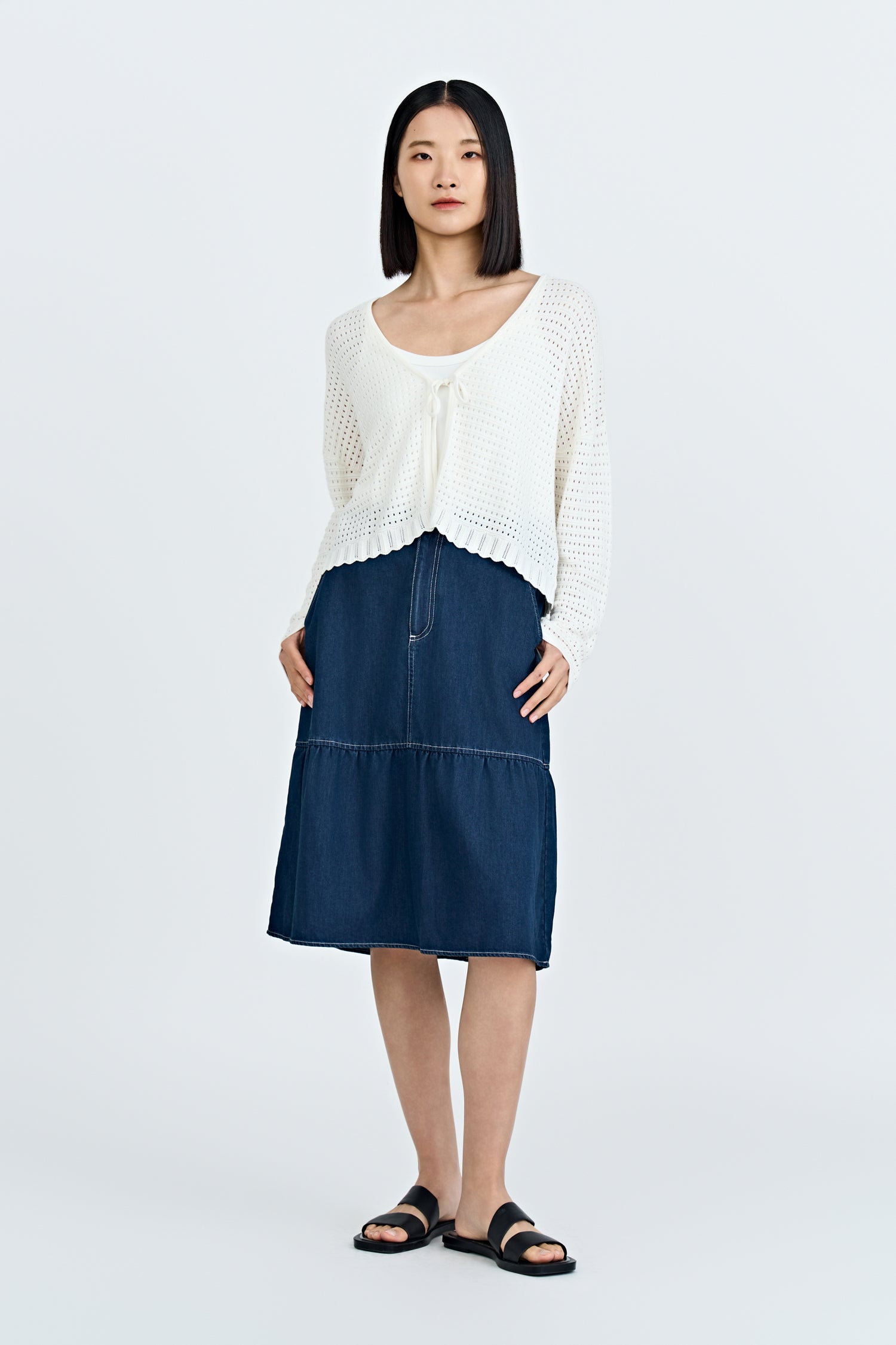 Knitted Crochet Cardigan - Cream