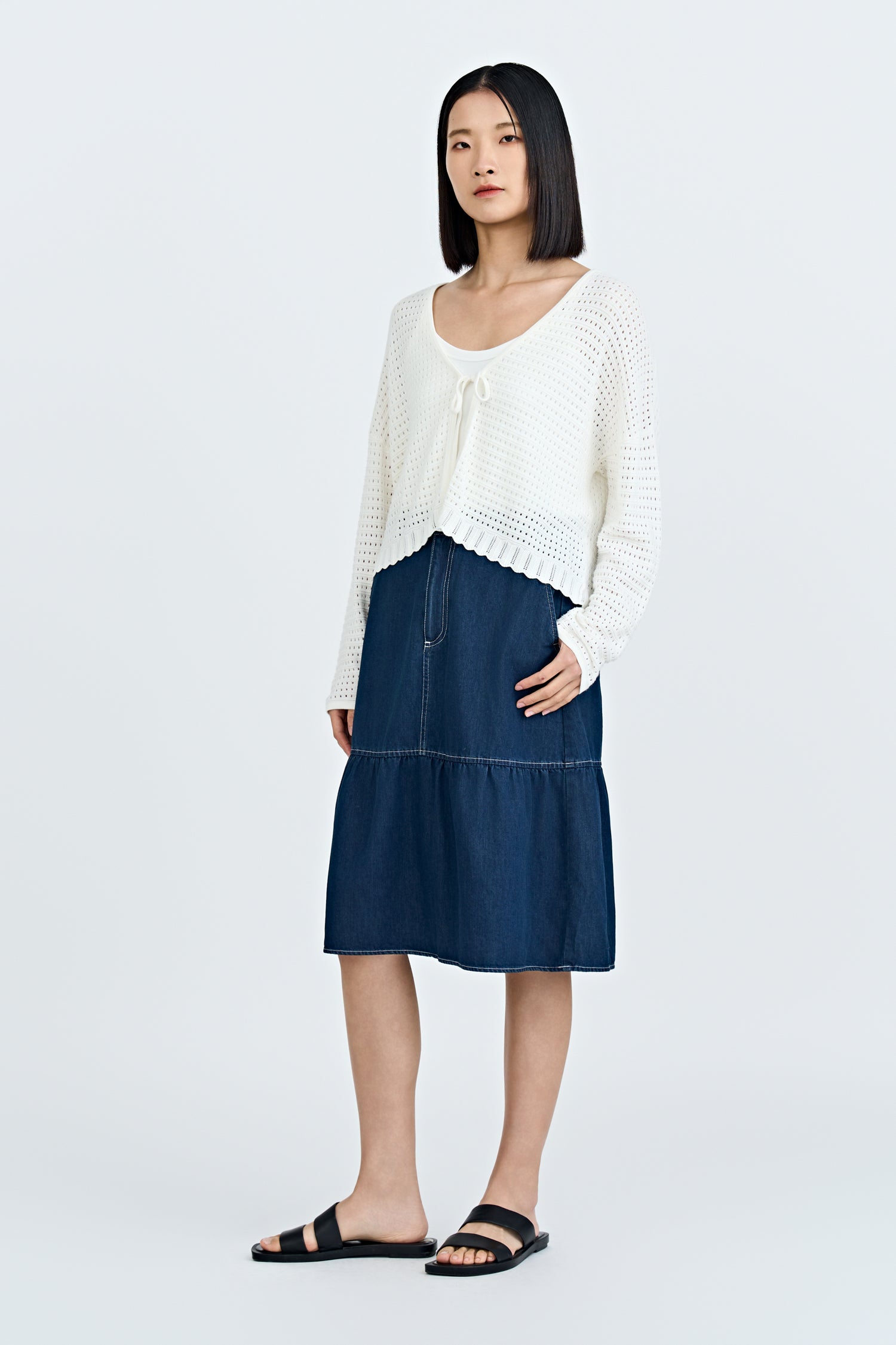 Knitted Crochet Cardigan - Cream