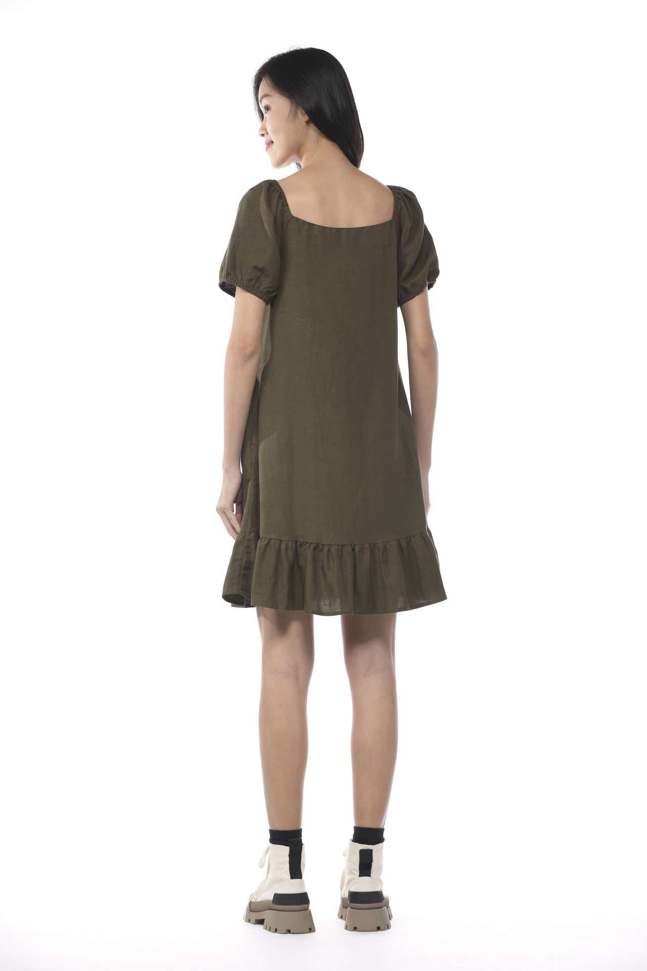 Linen Square Neck Dress