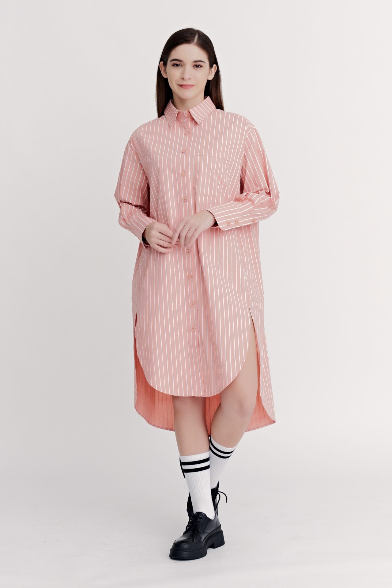 Striped Long Sleeve Shirt Dress