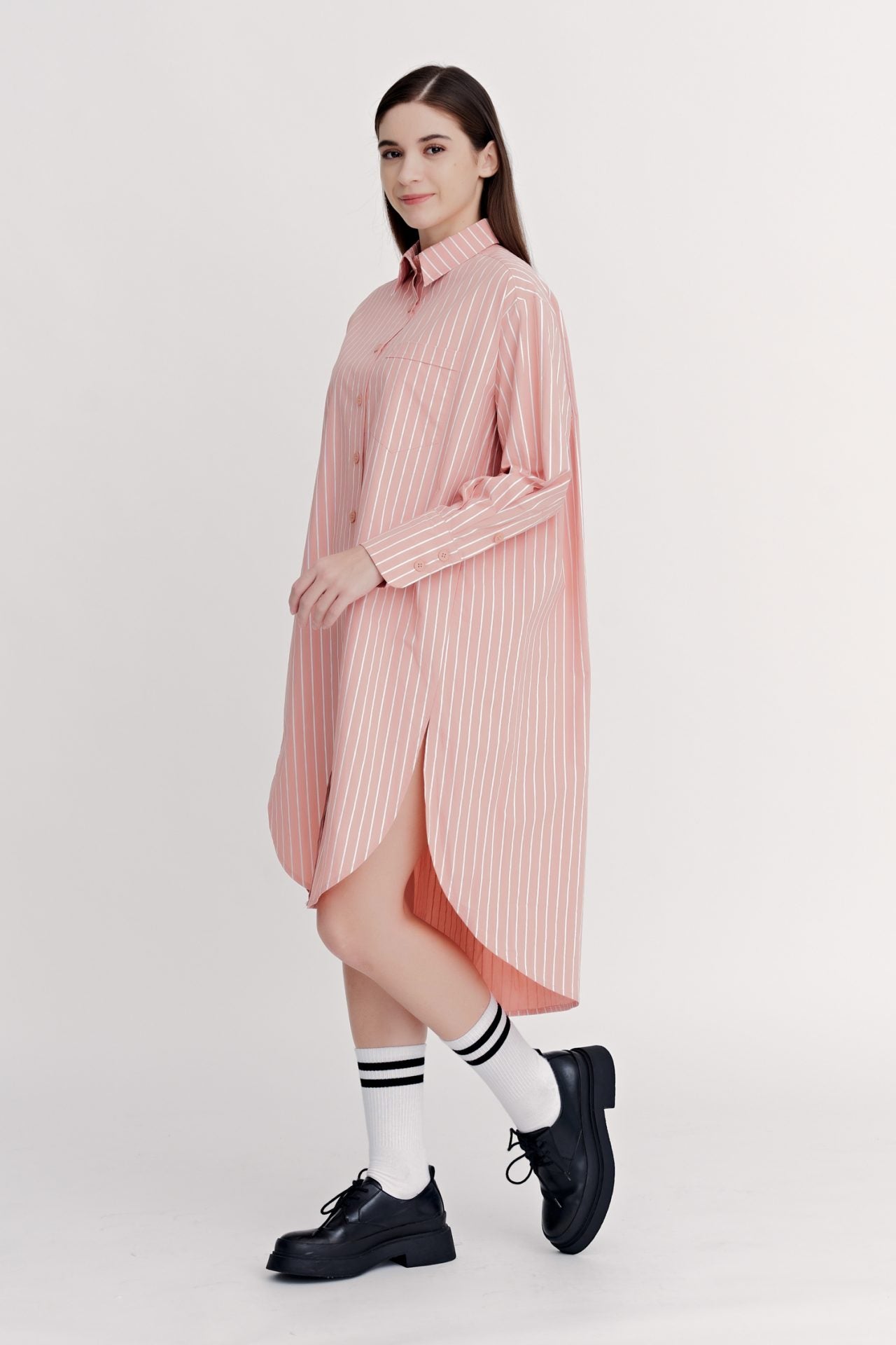 Striped Long Sleeve Shirt Dress