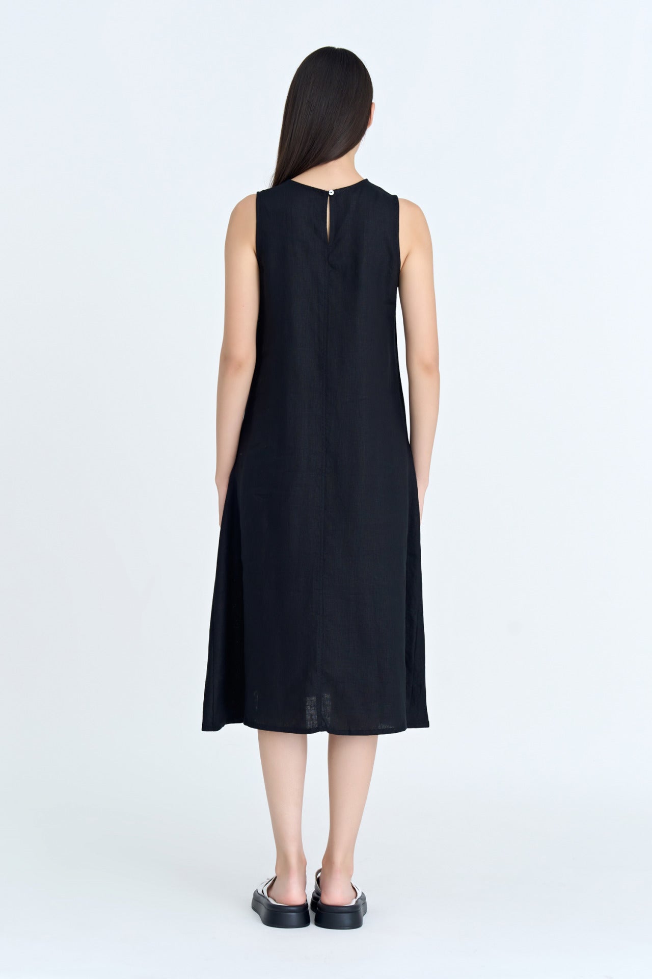 Panelled Sleeveless Dress - Black