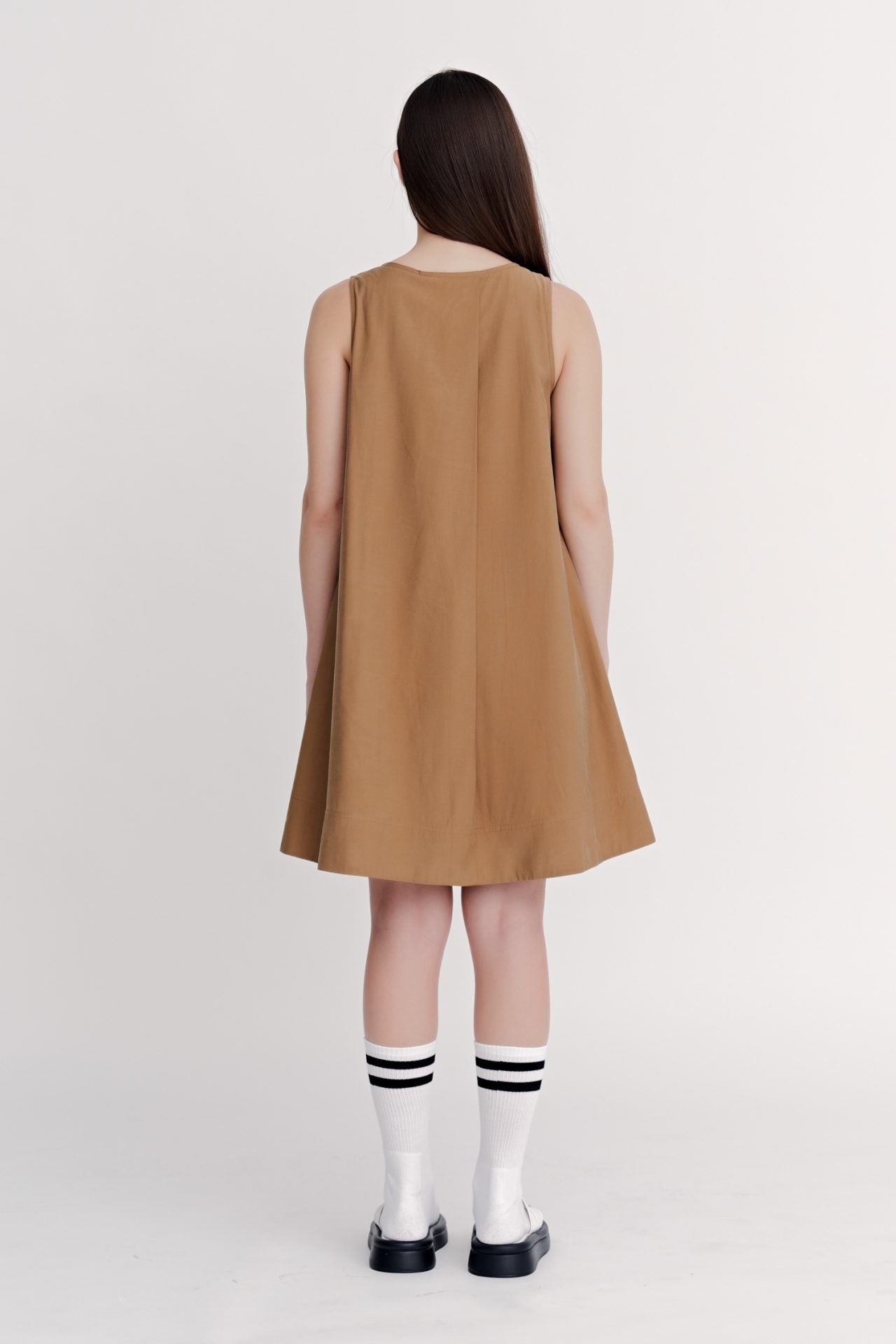 V-Neckline Sleeveless Dress - Cocoa