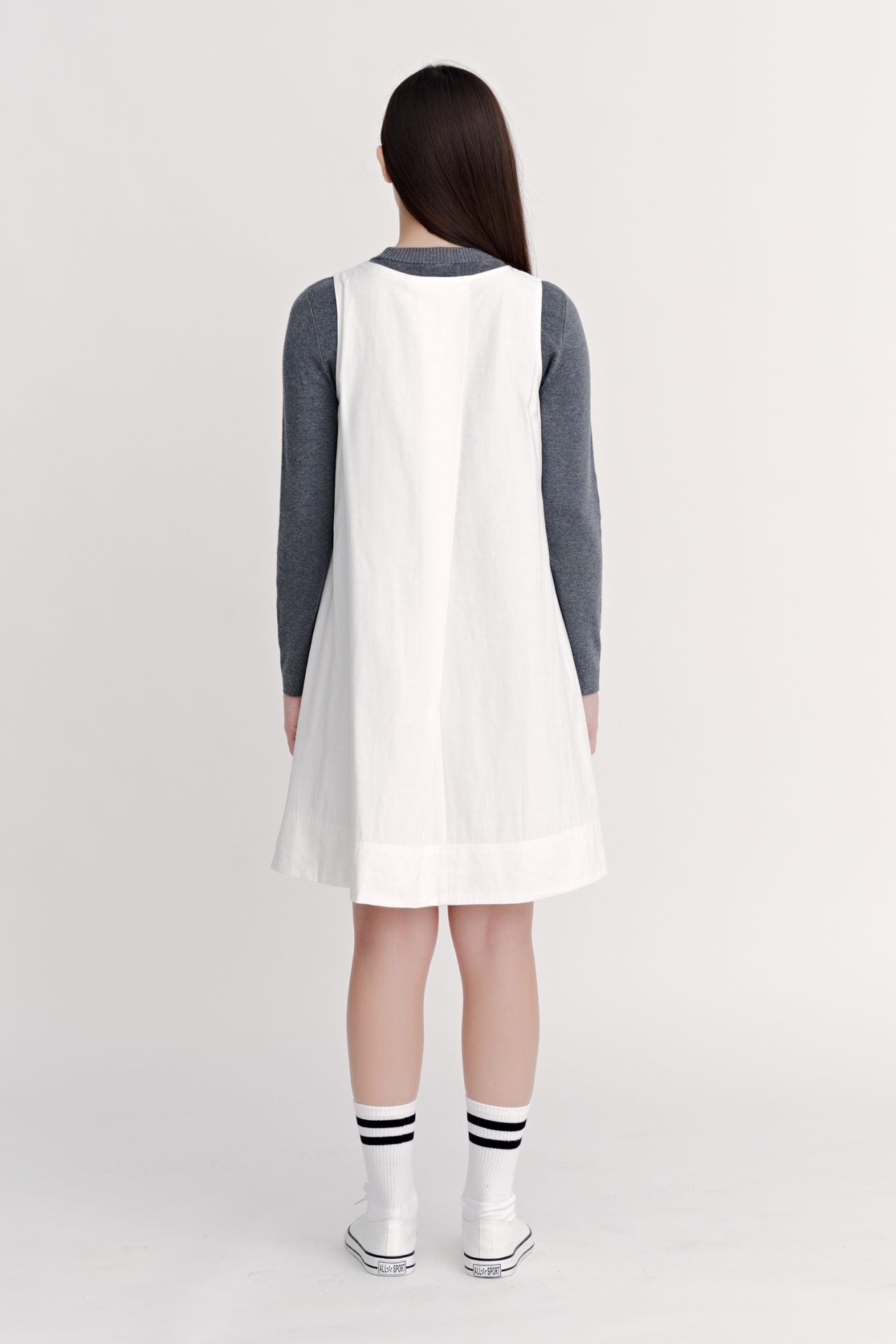 V-Neckline Sleeveless Dress - Cream