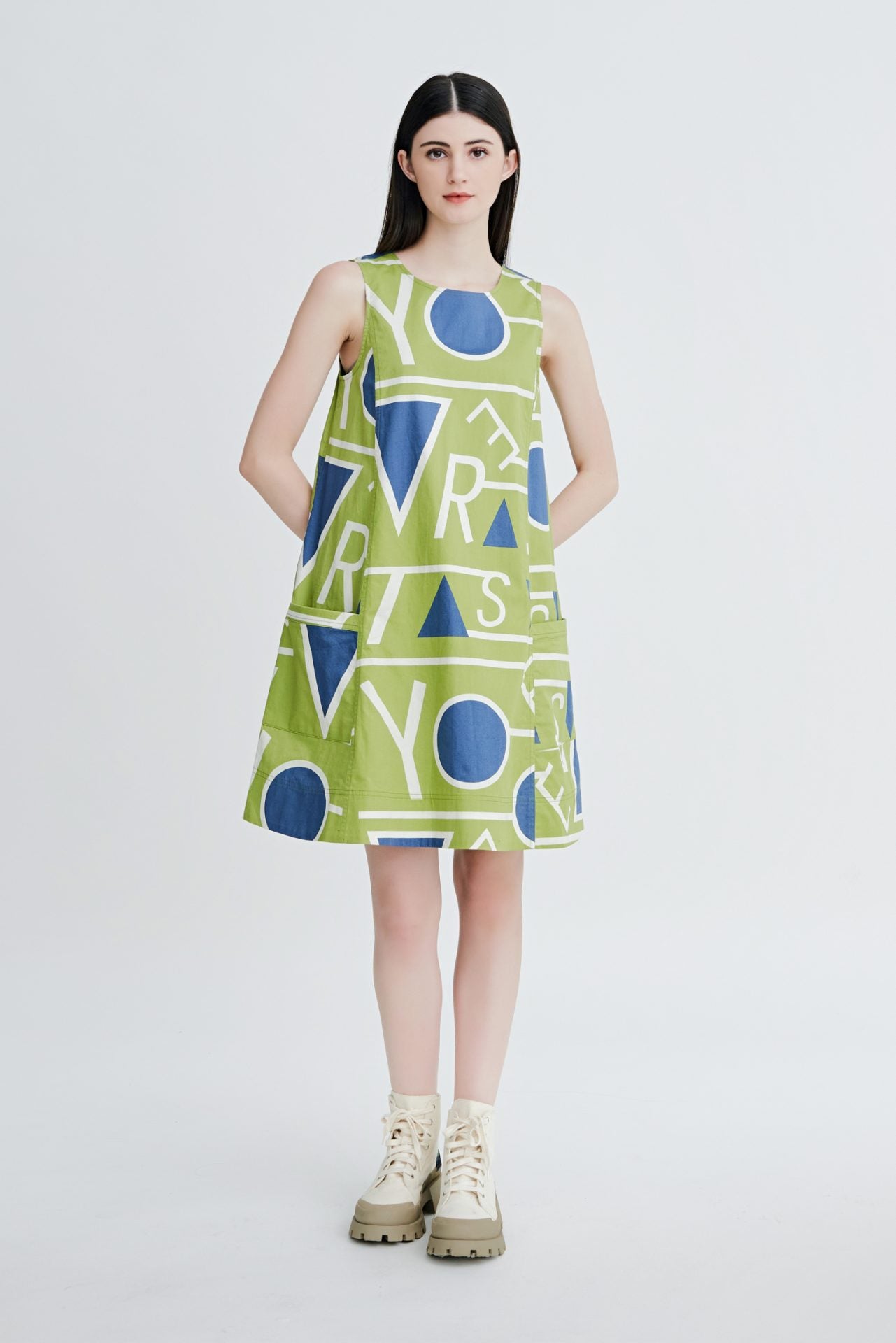 Cotton Printed Drawstring Dress