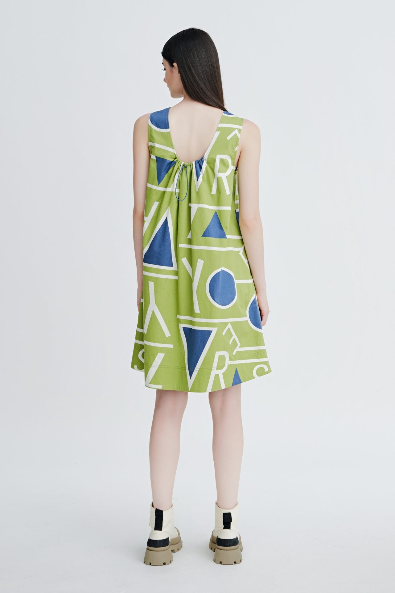 Cotton Printed Drawstring Dress