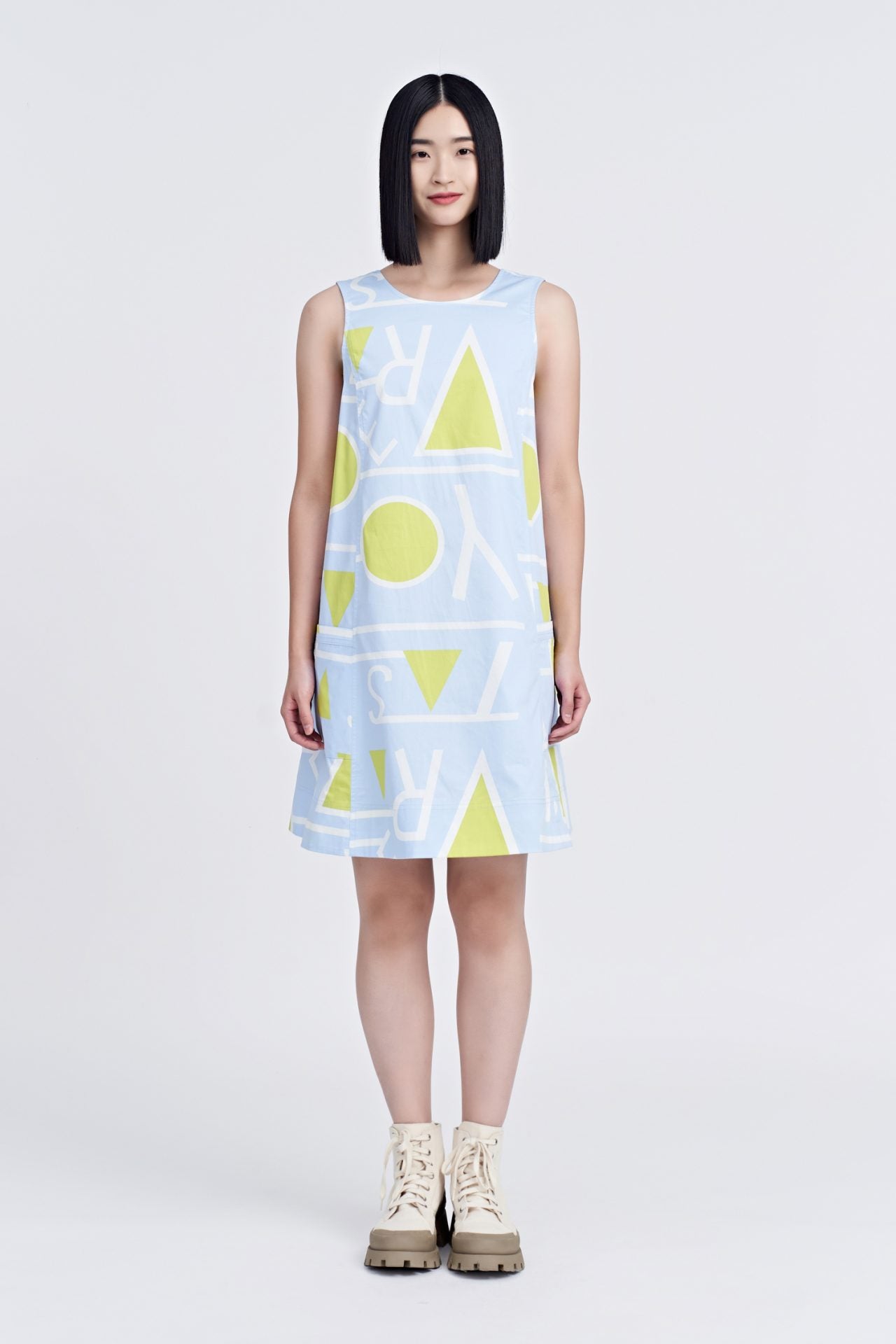 Cotton Printed Drawstring Dress