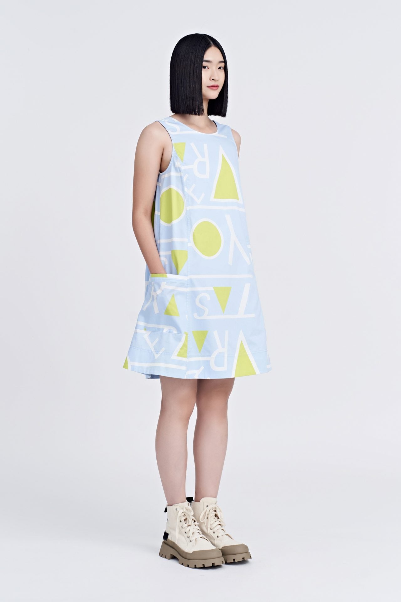 Cotton Printed Drawstring Dress