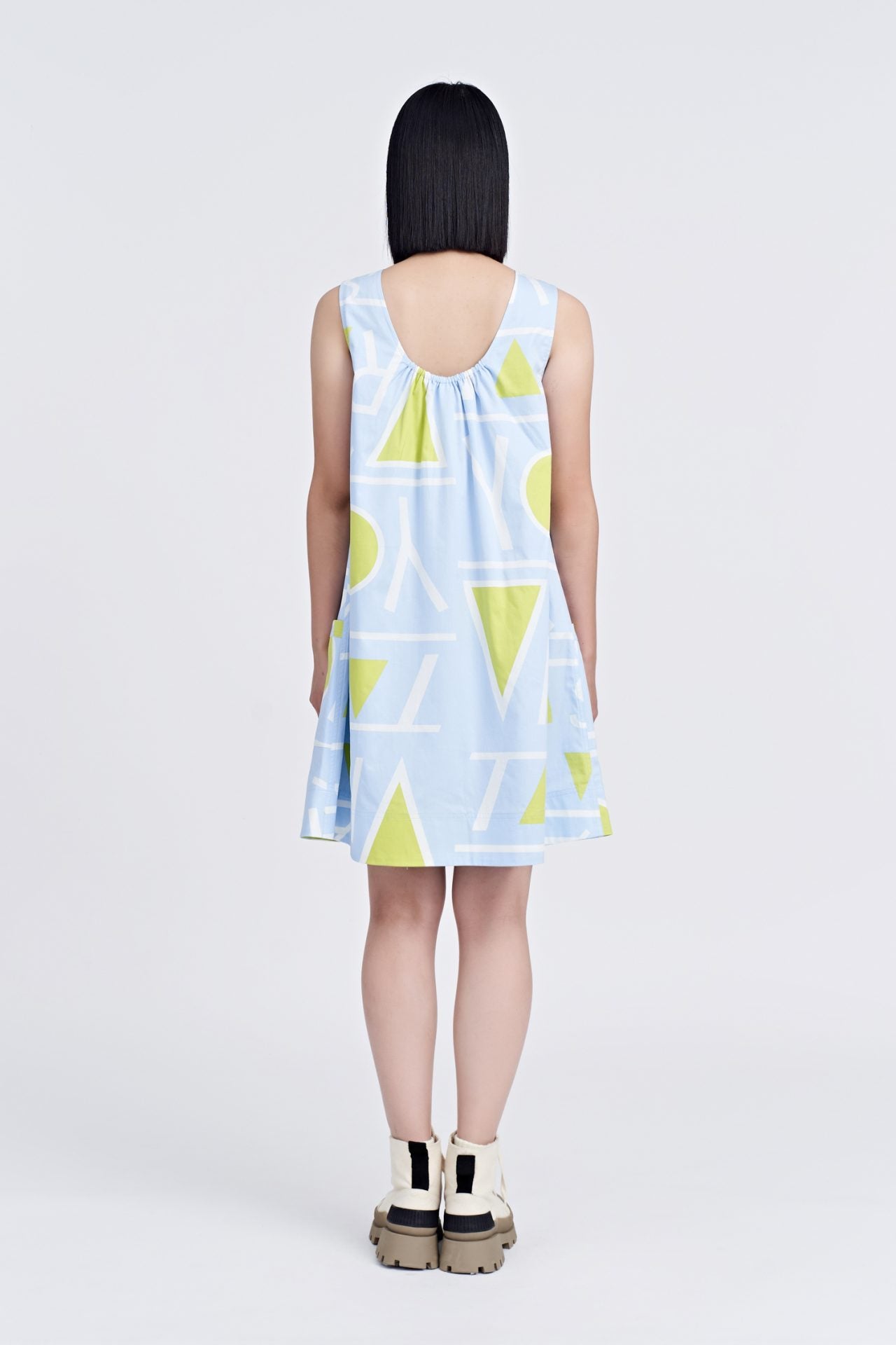 Cotton Printed Drawstring Dress