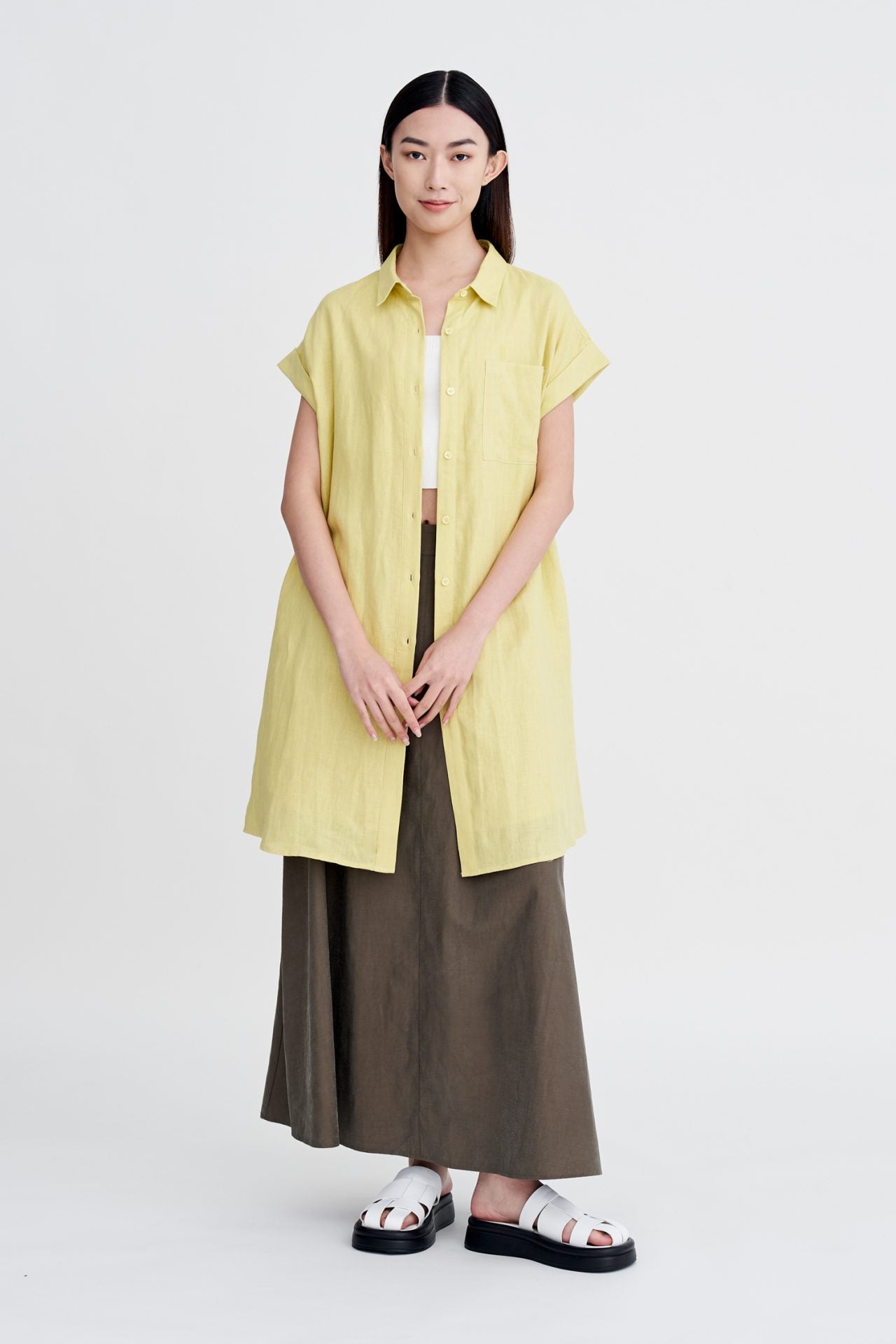 Linen Cap Sleeve Dress