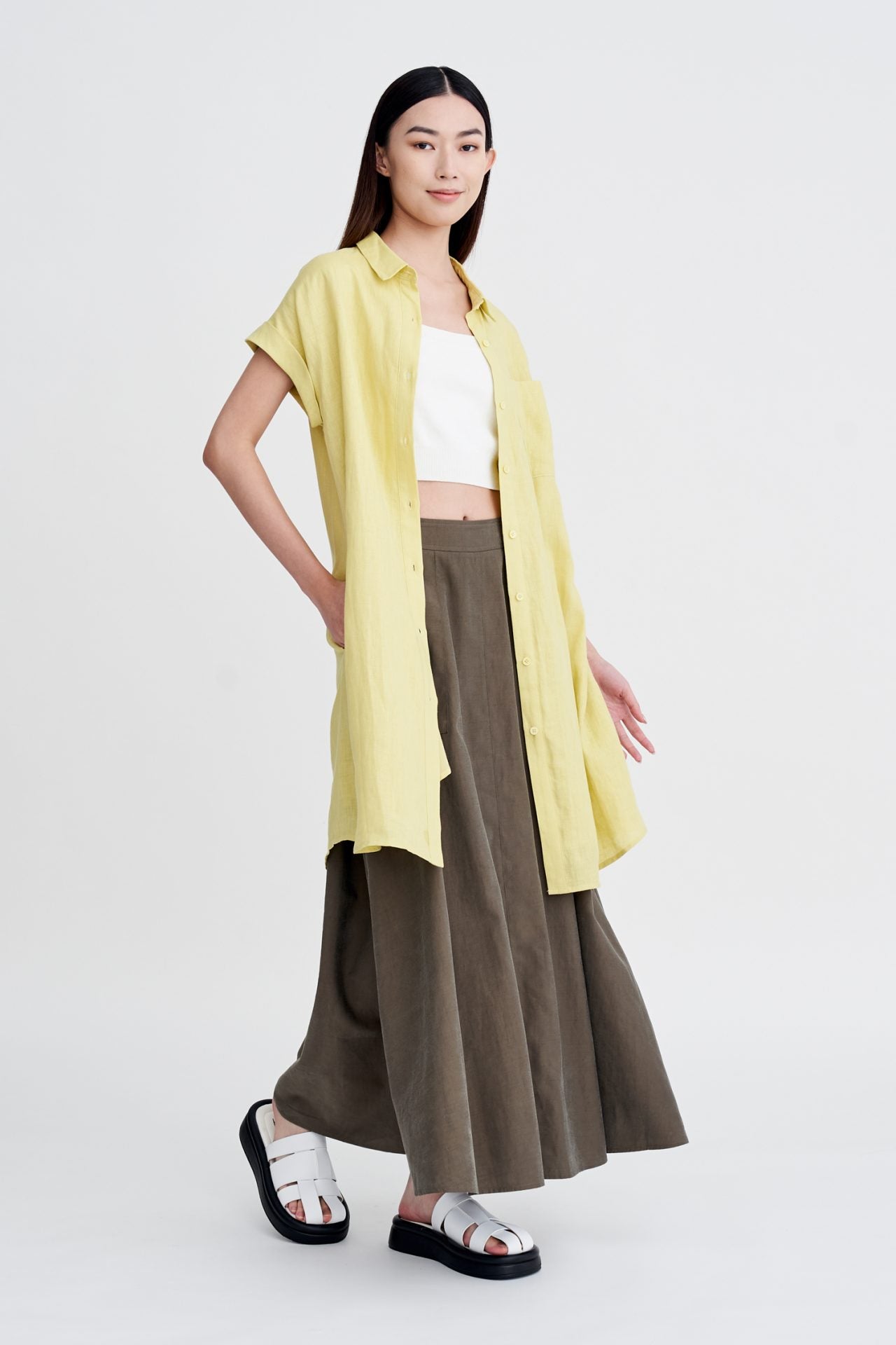 Linen Cap Sleeve Dress