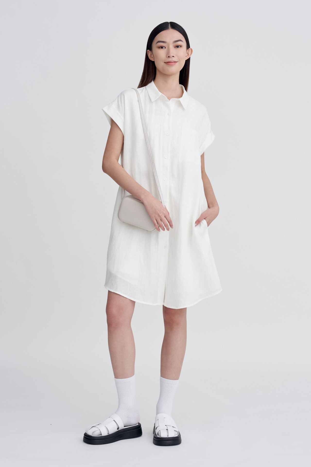Linen Cap Sleeve Dress