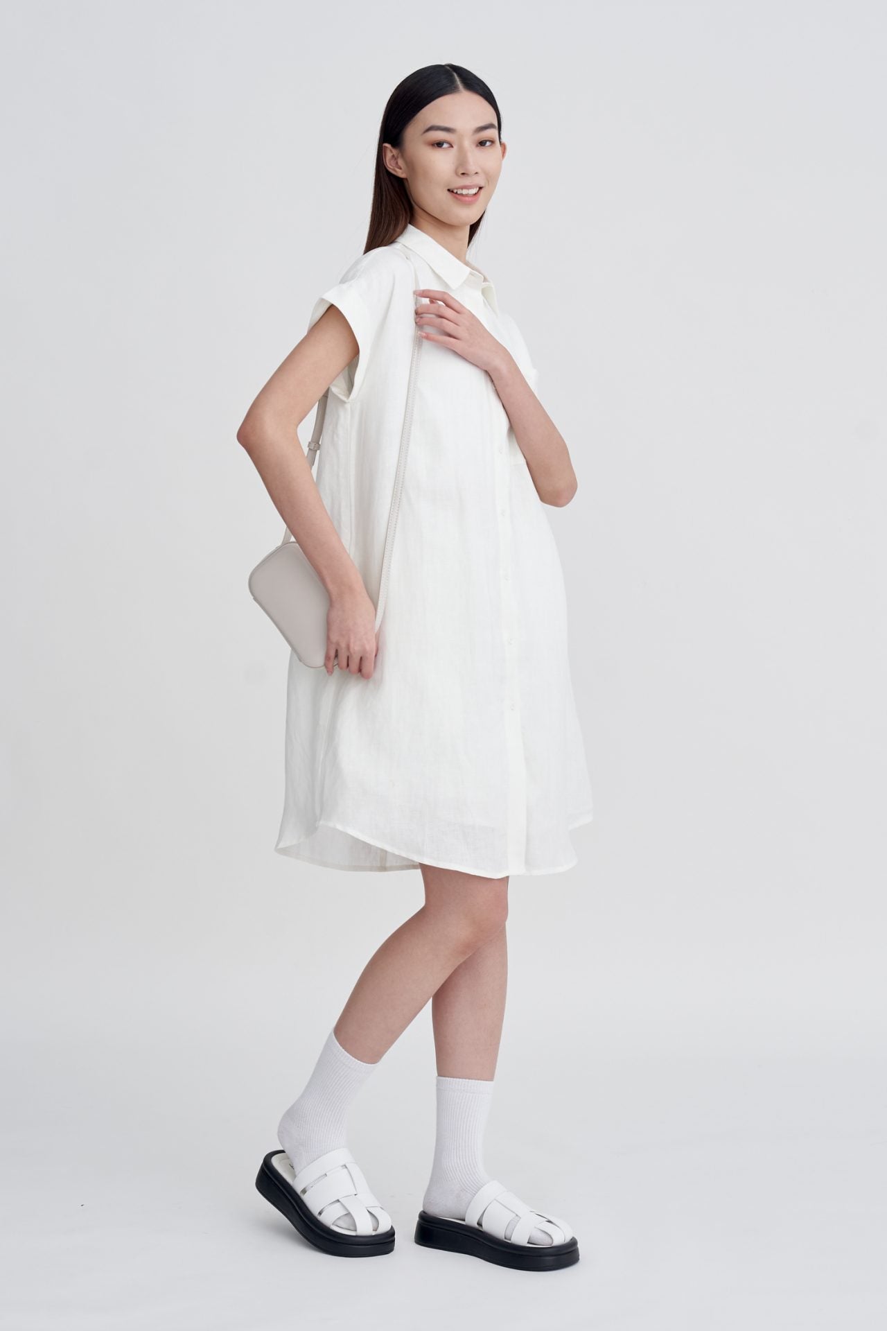 Linen Cap Sleeve Dress