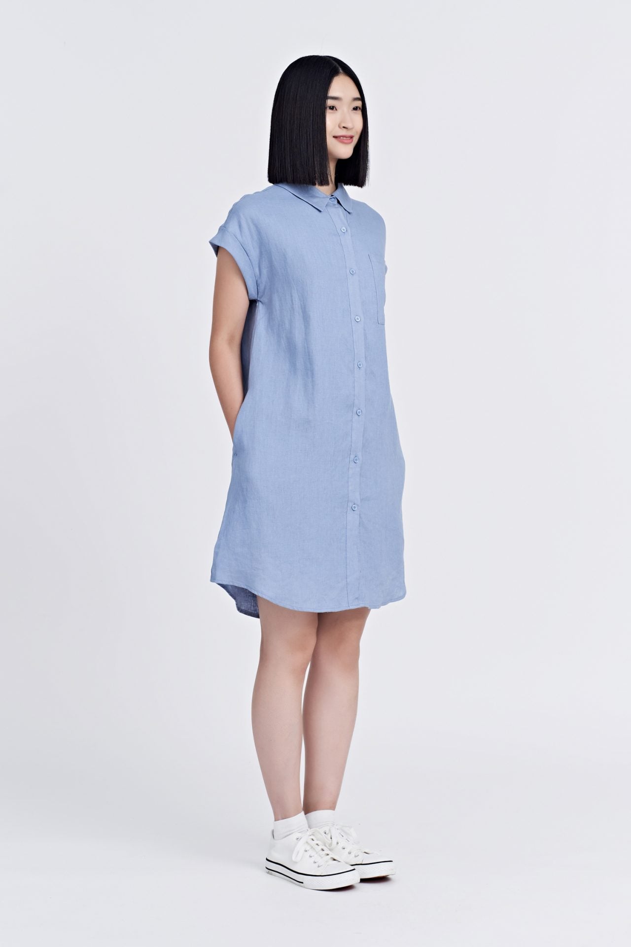 Linen Cap Slv Dress