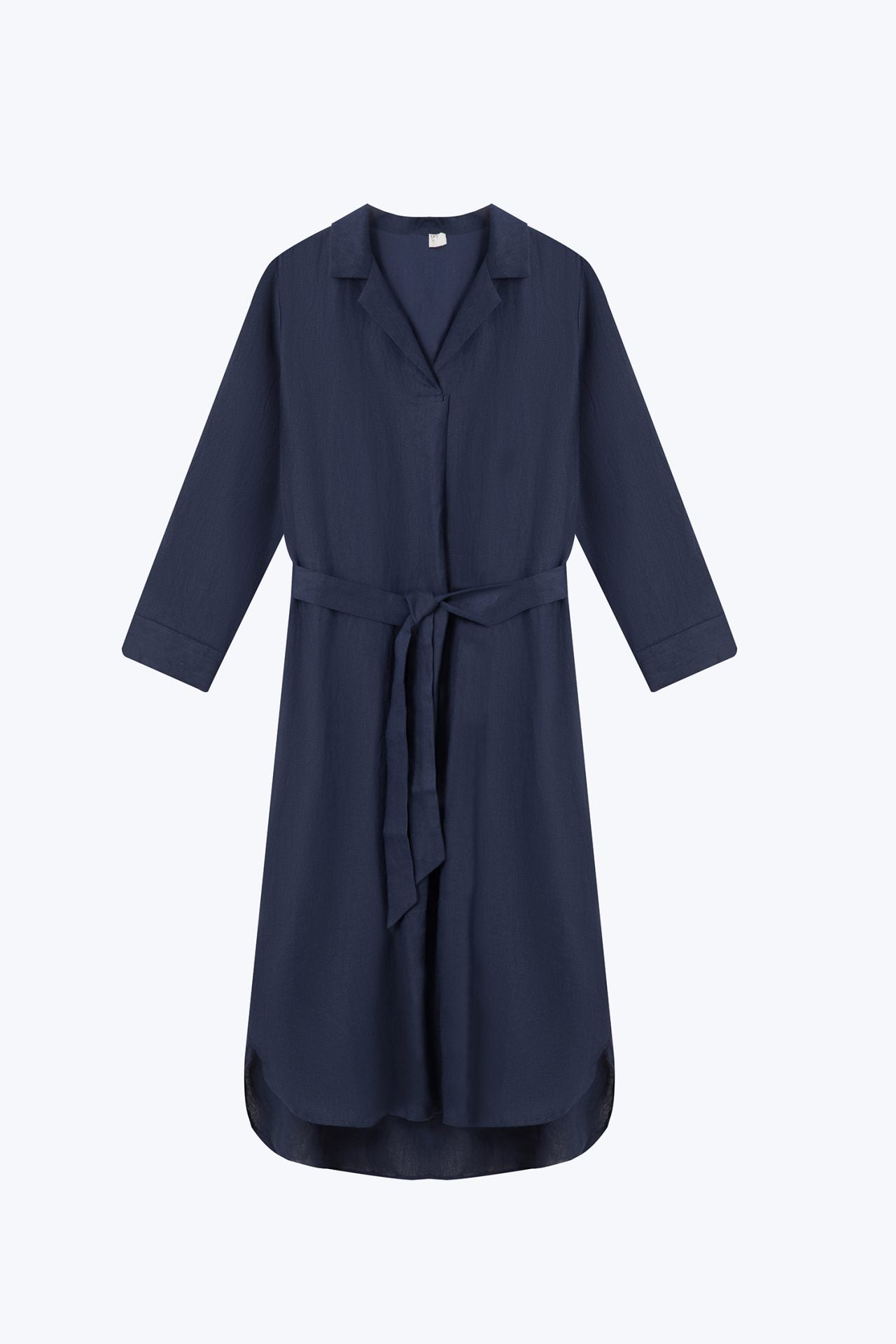 Sleeper Collar Long Sleeve Dress - Navy