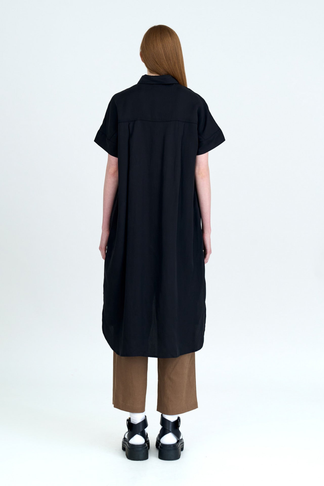 Rayon Patch Pocket Dress - Black