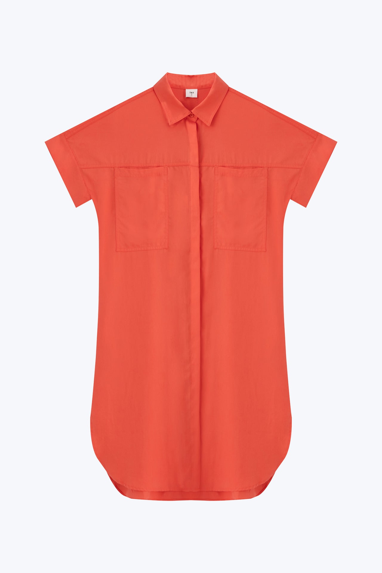 Rayon Patch Pocket Dress - Tomato