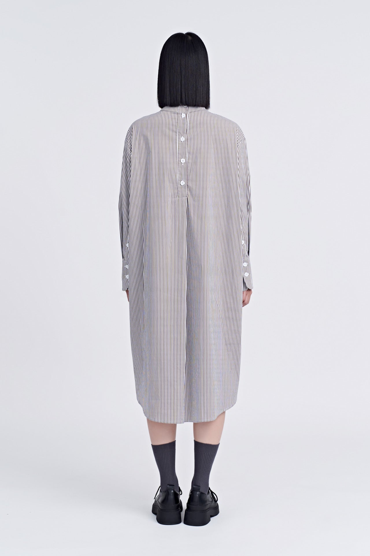 Cotton Striped Long Sleeve Dress