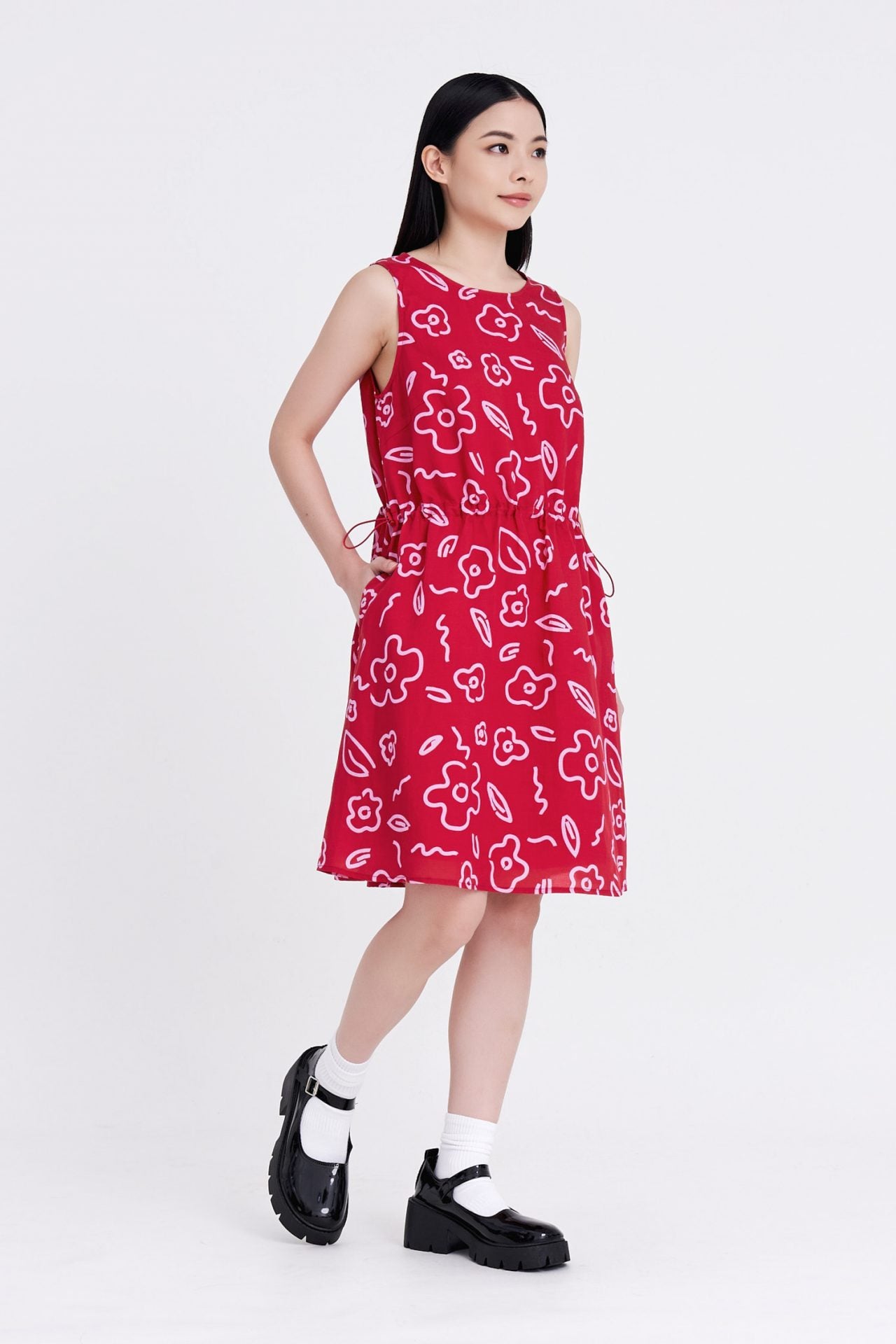 Floral Drawcord Dress