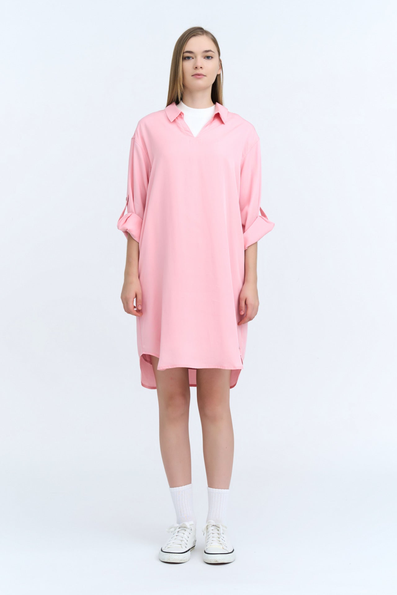 Belted Collared Dress