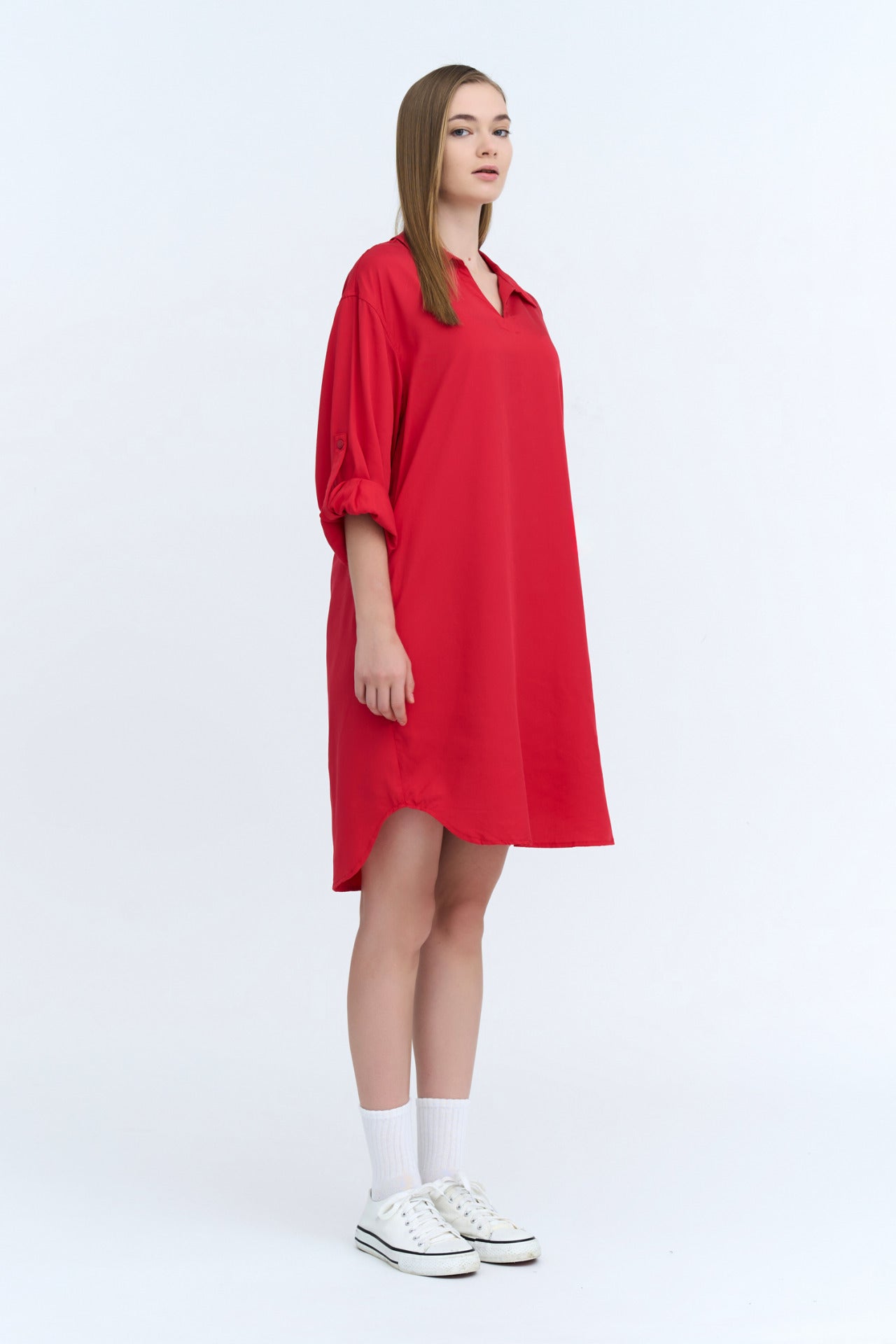 Belted Collared Dress