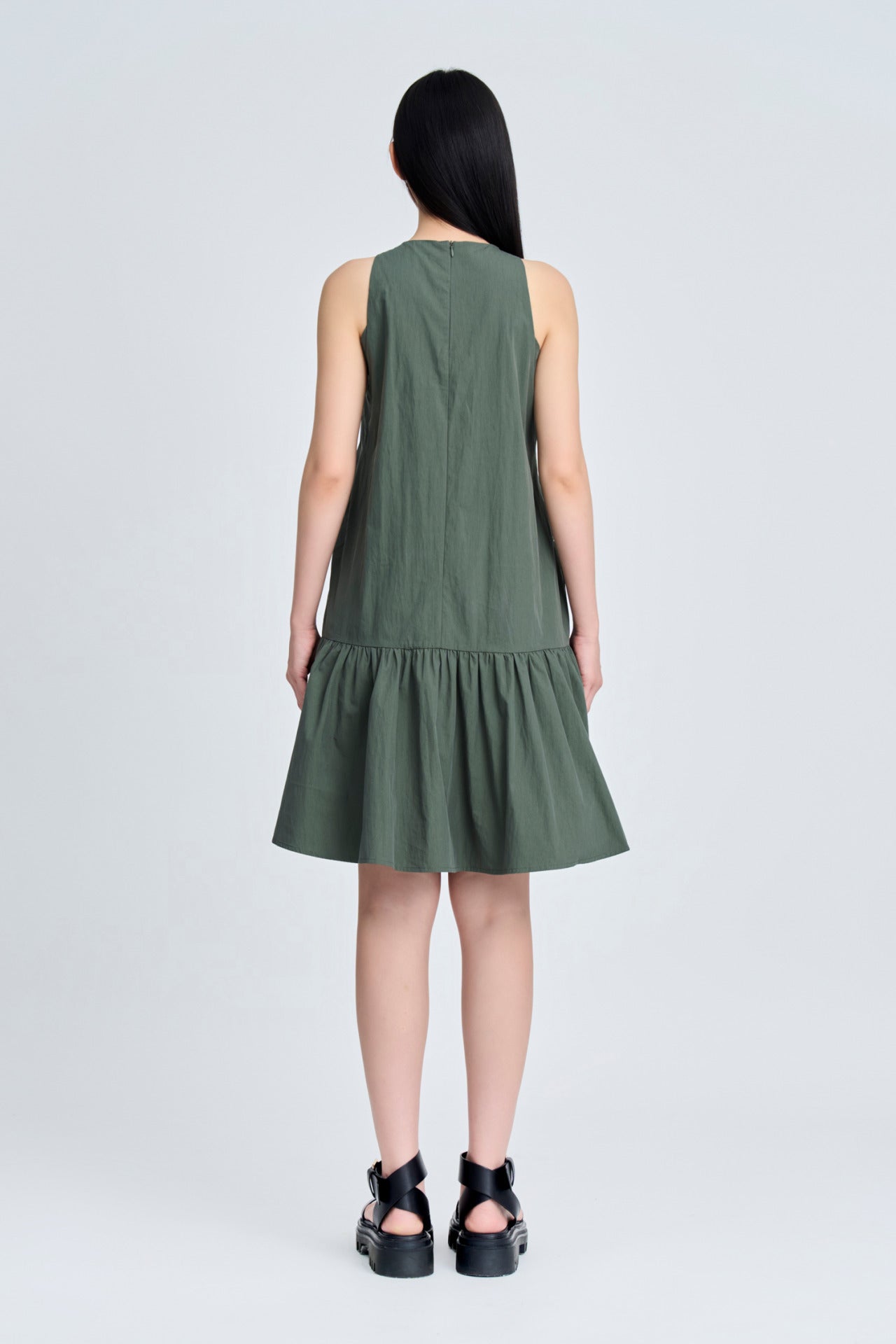 Asymmetric Ruffle Hem Dress