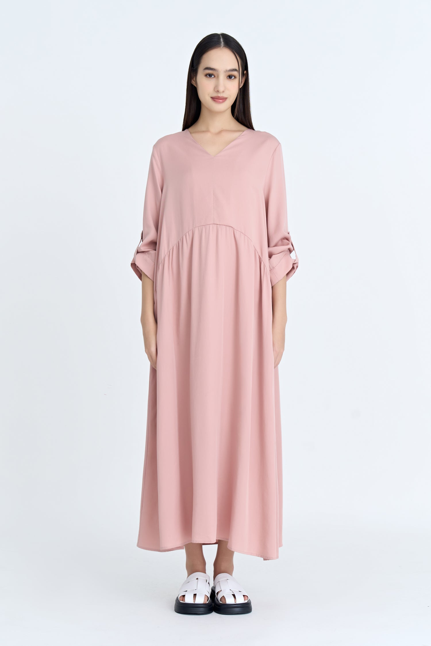 Gathered Maxi Dress - Blush