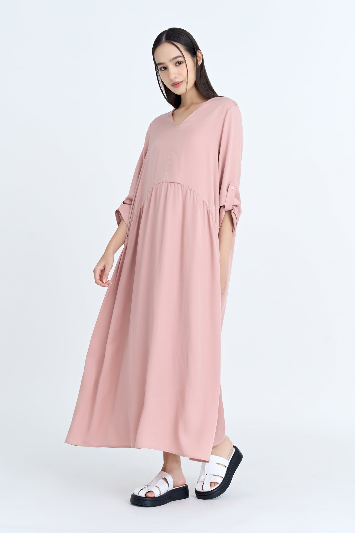 Gathered Maxi Dress - Blush