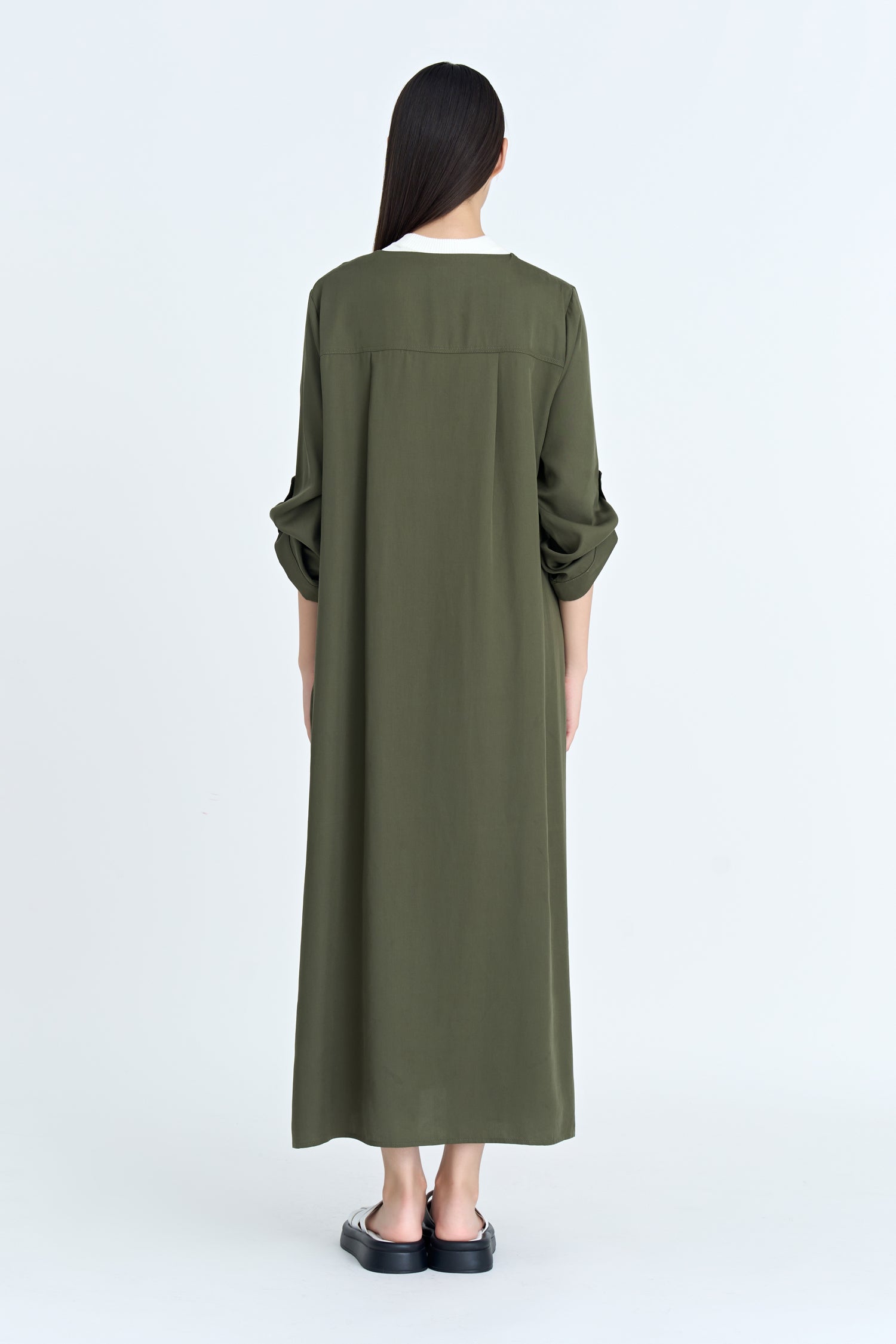 Gathered Maxi Dress - Army Green