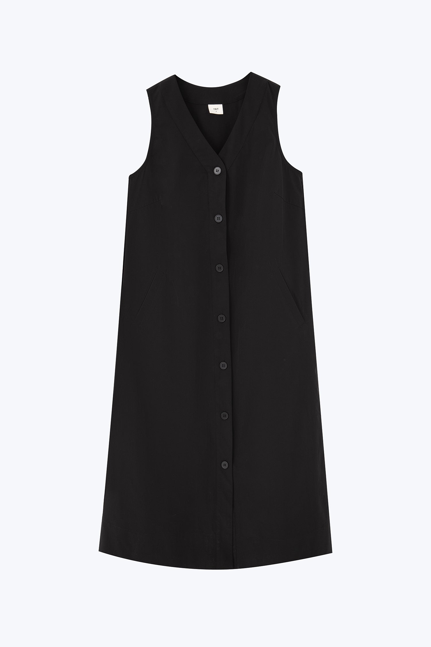 V-Neck Button Down Dress - Black