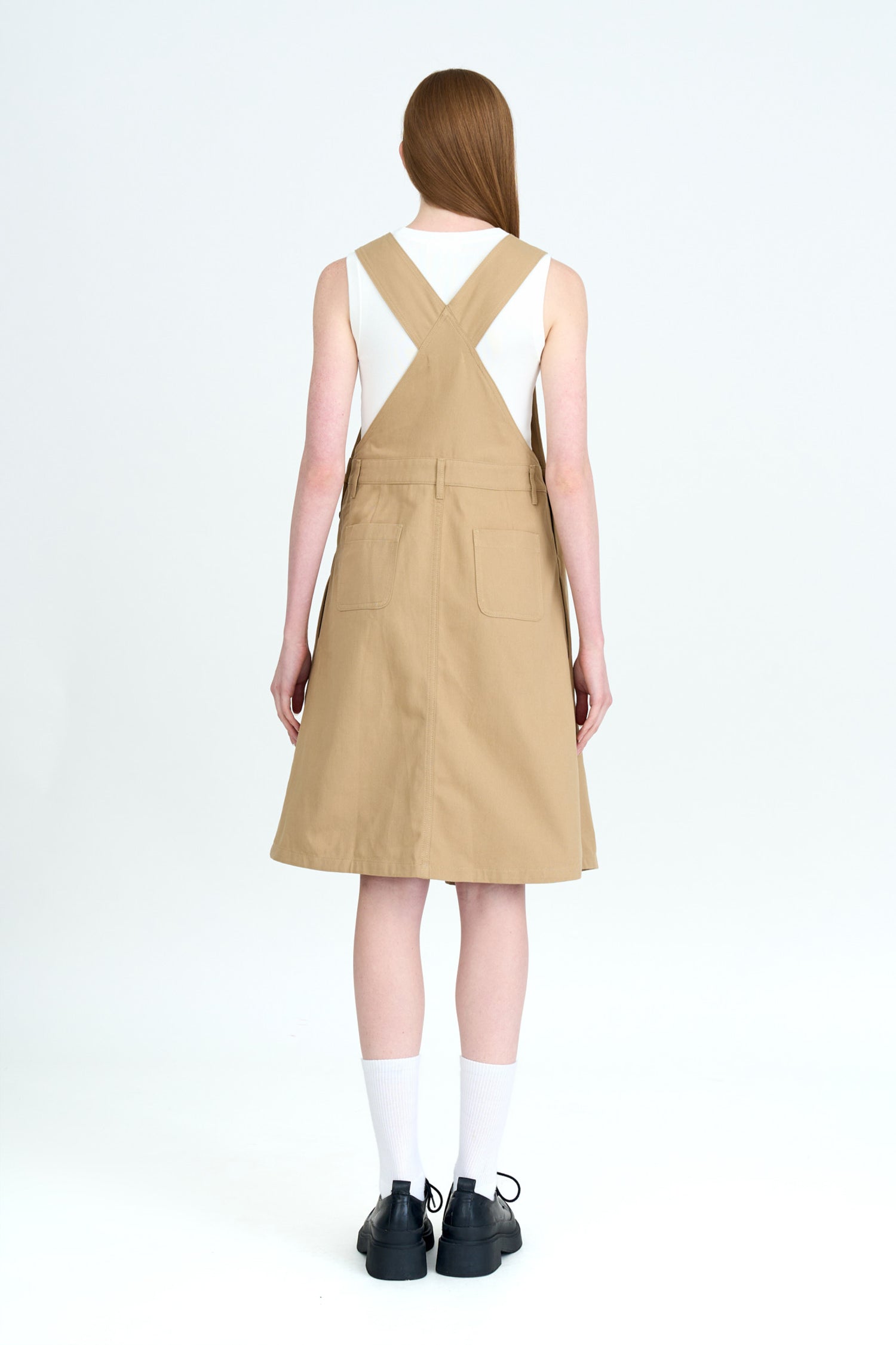 Flare Dungaree Dress - Khaki