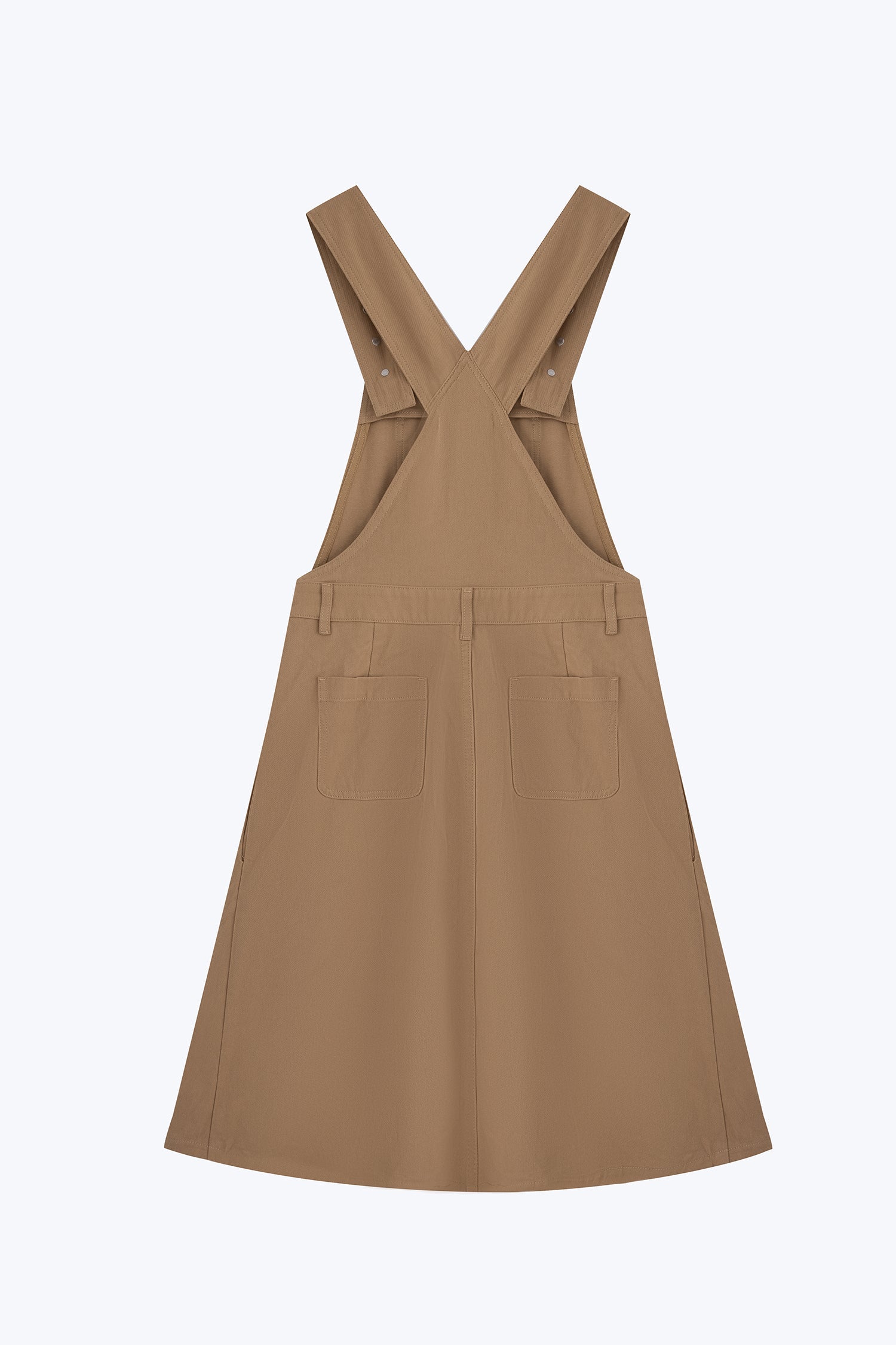 Flare Dungaree Dress - Khaki