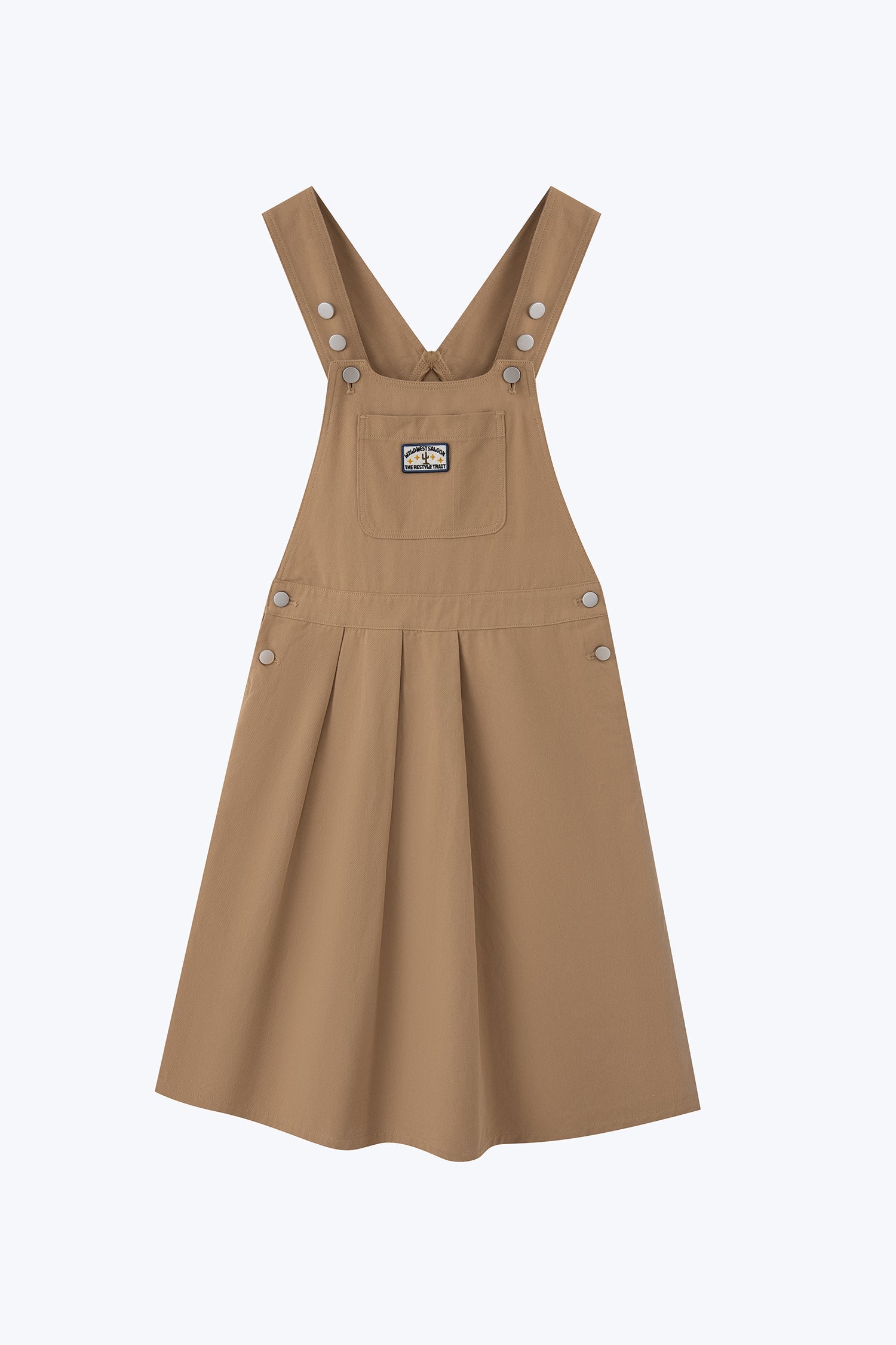 Flare Dungaree Dress - Khaki
