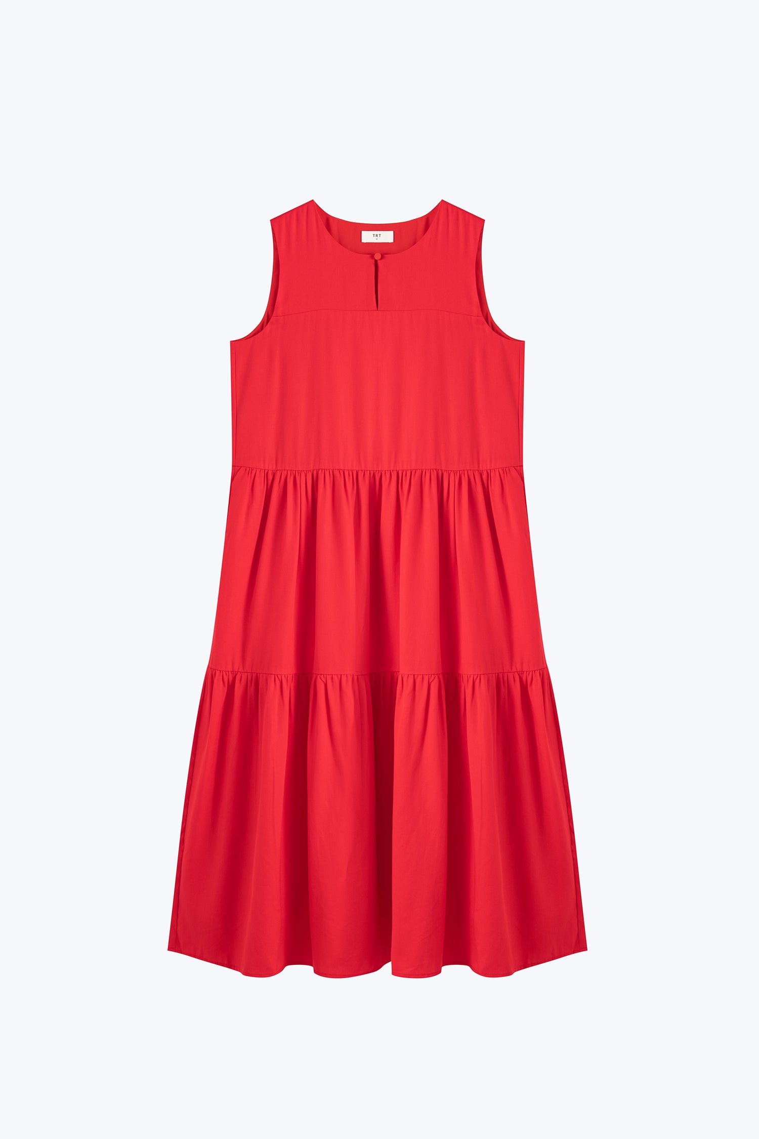 Sleeveless Gathered Tier Dress - Red