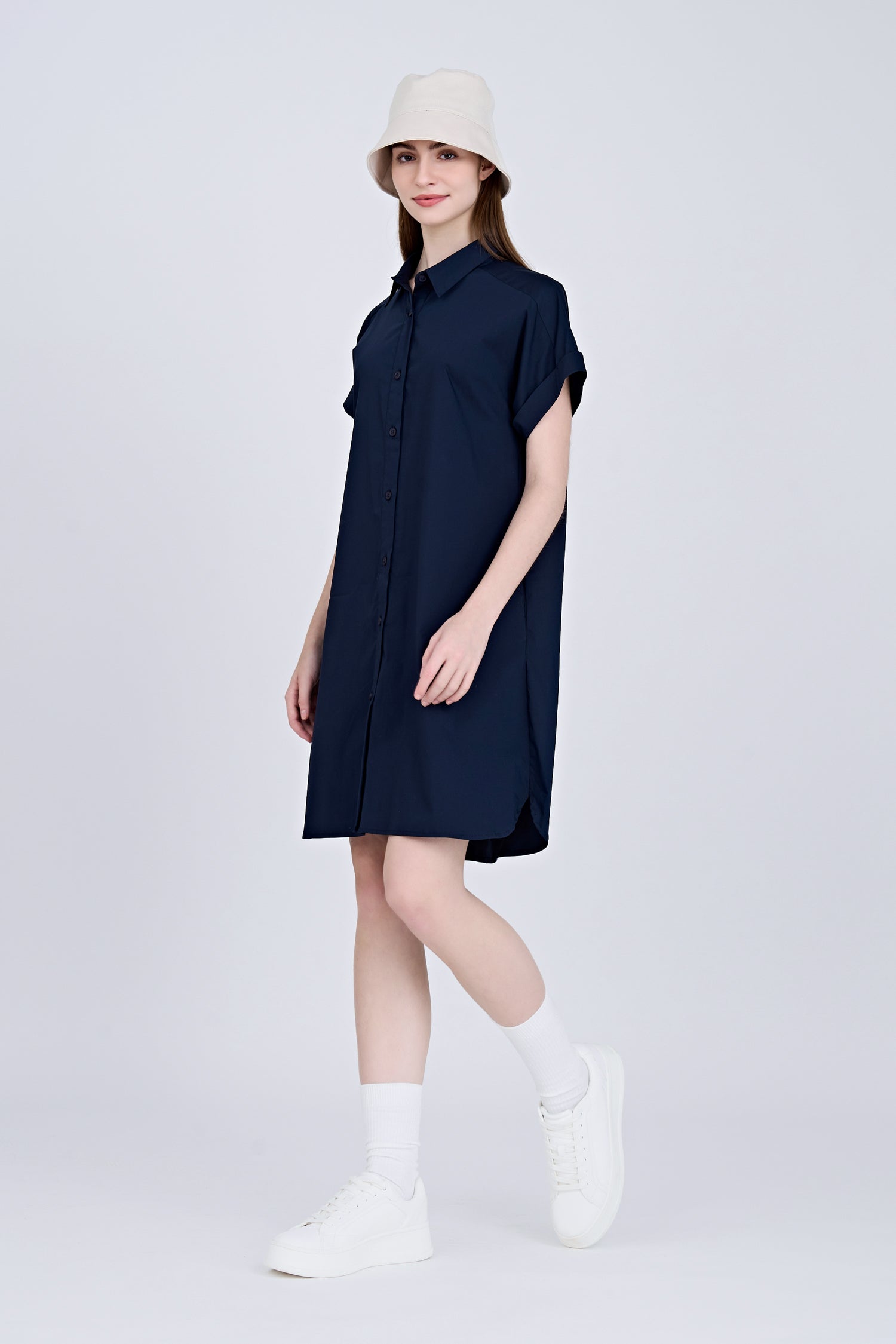 Button Up Dress - Navy
