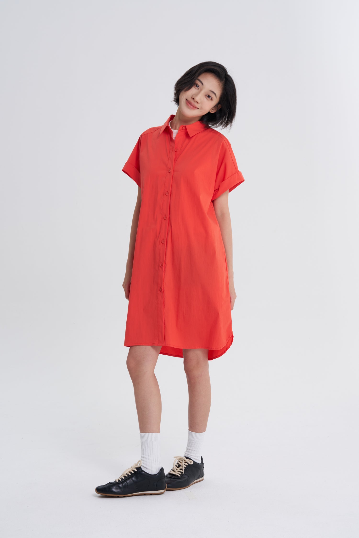 Button Up Dress - Vermillion