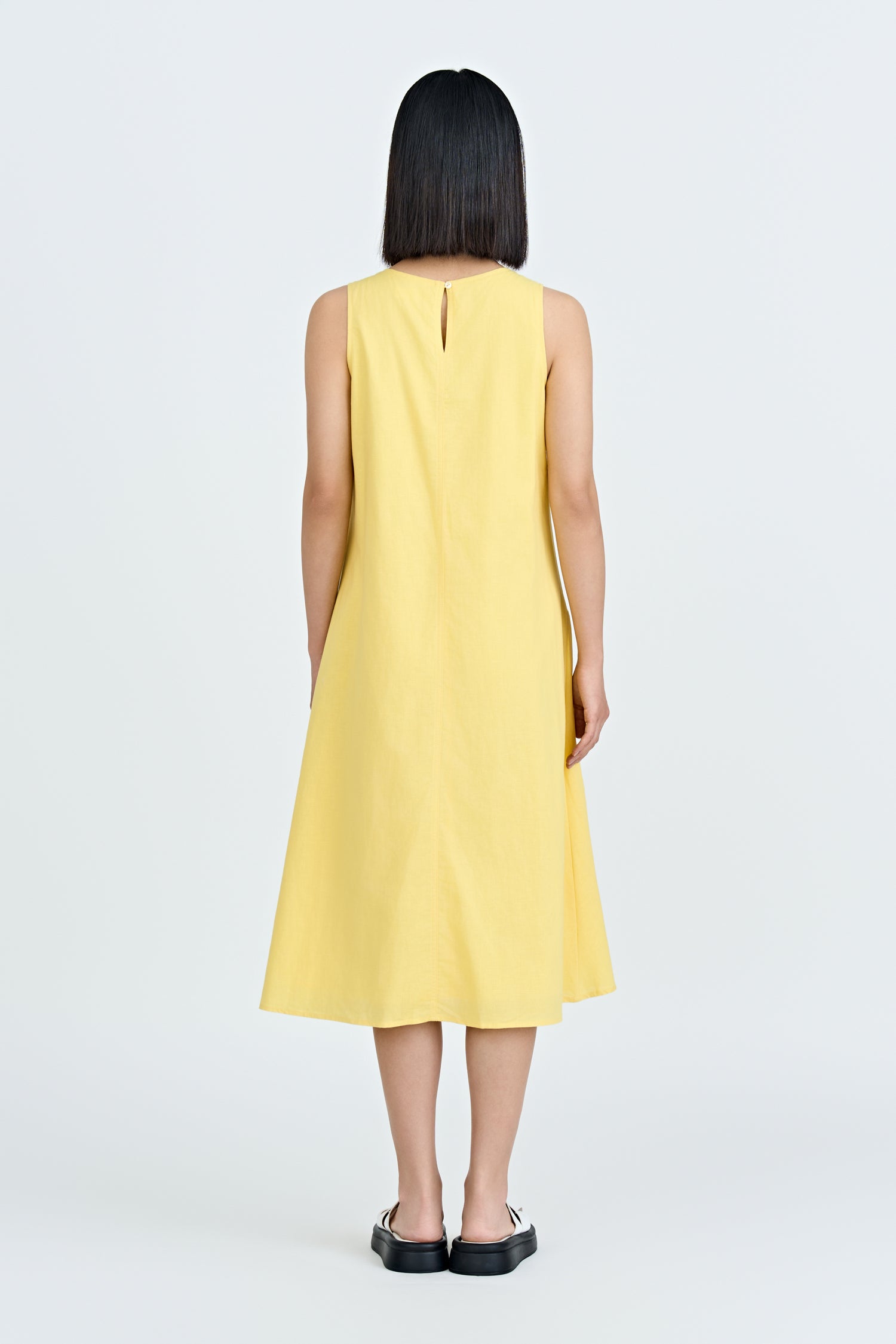 Panelled Sleeveless Dress - Canary